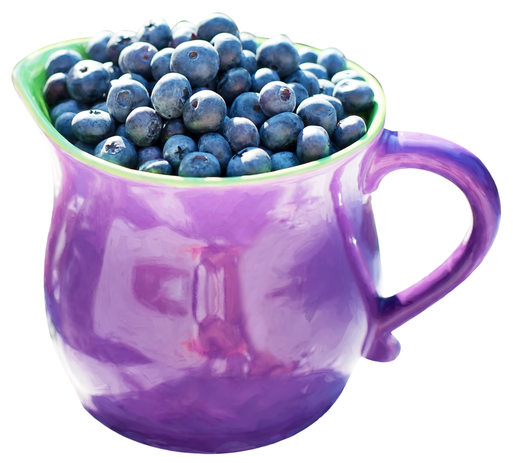 Blueberriesin Purple Cup PNG