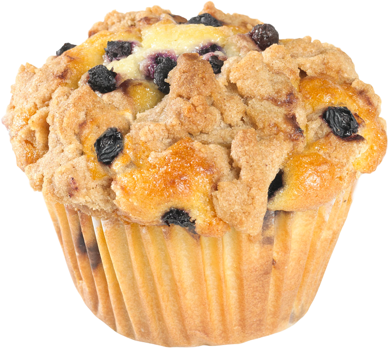 Blueberry Crumb Muffin Top View PNG