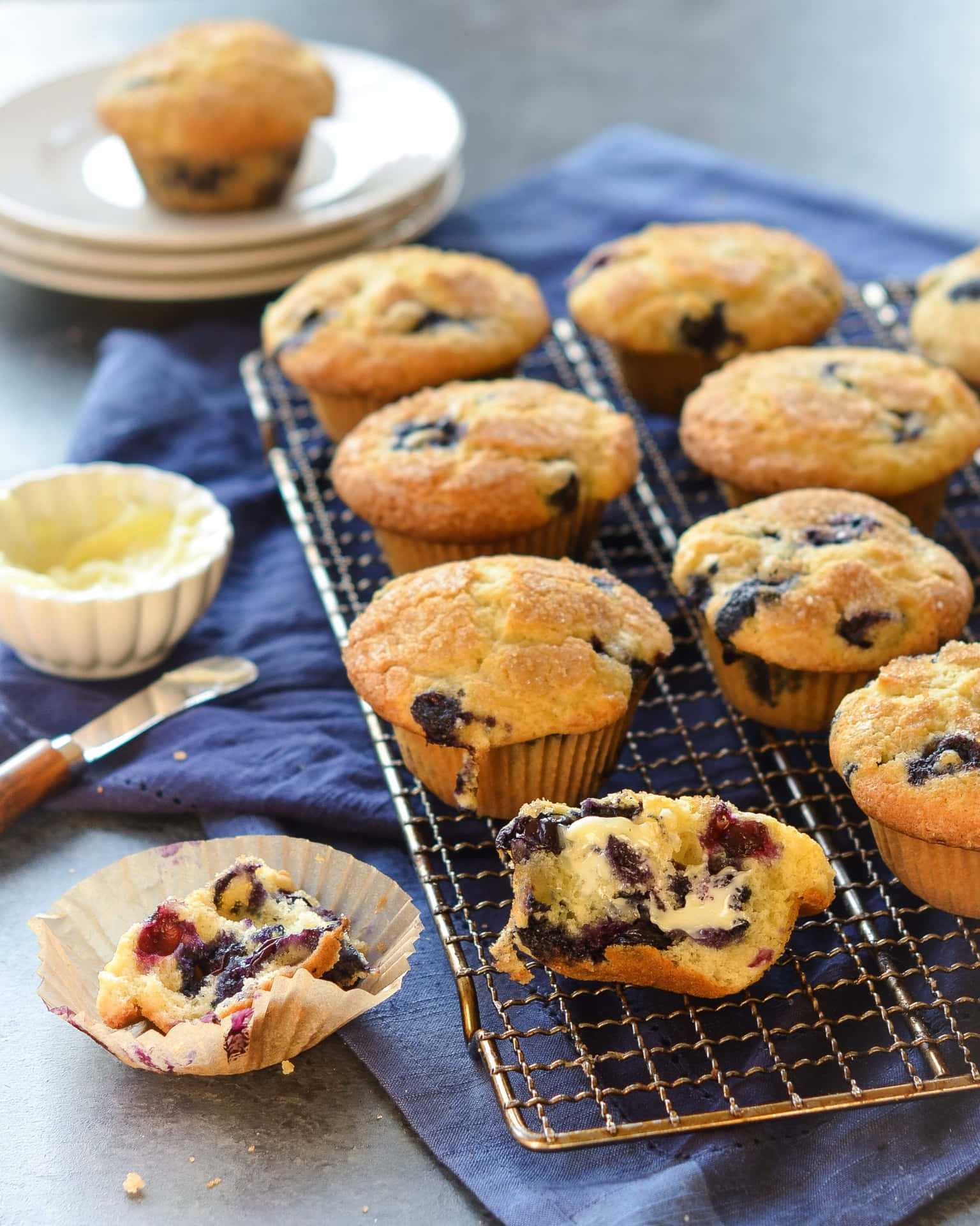 Deliciously sweet Blueberry Muffins Wallpaper