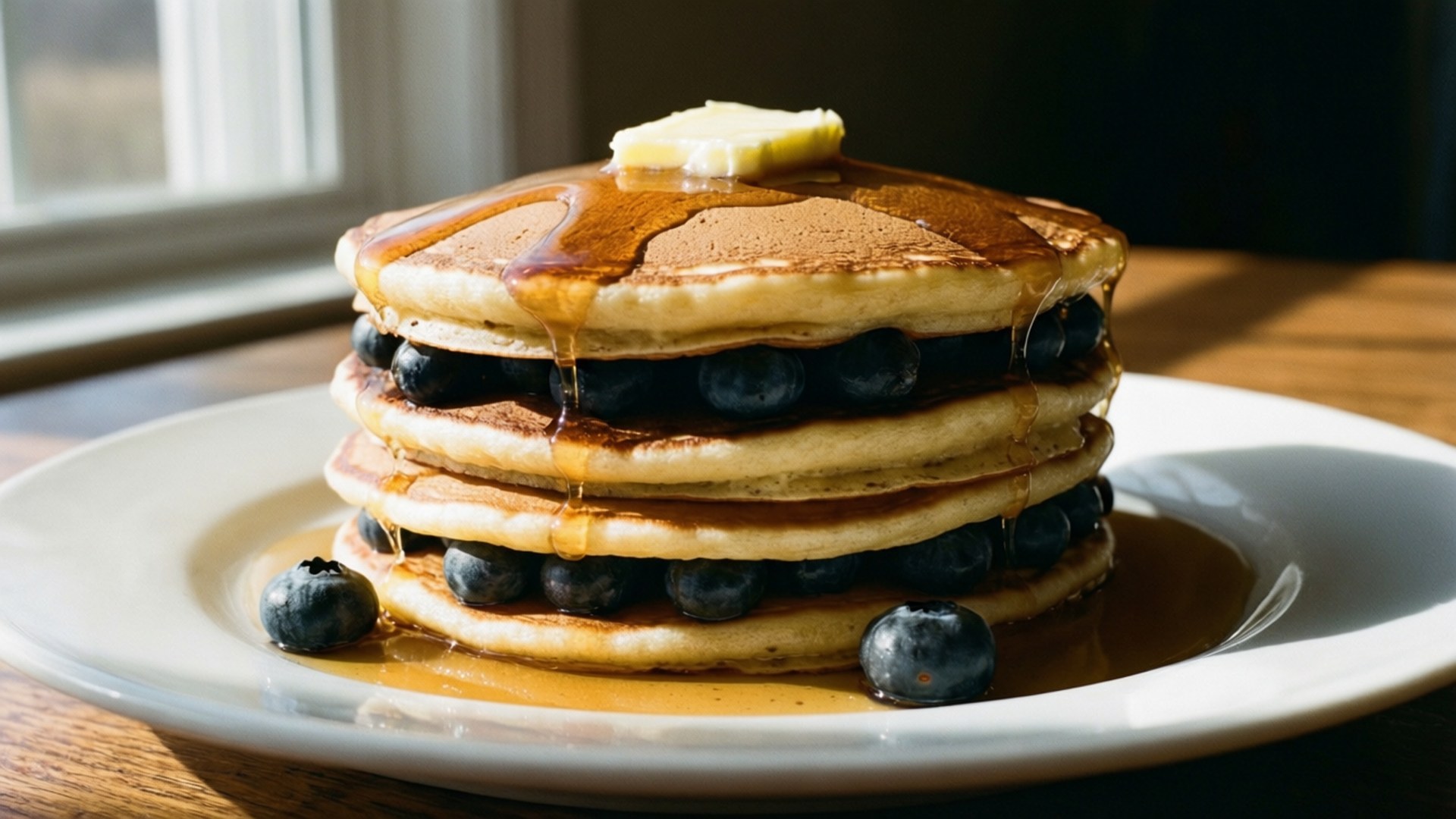 Tumpukan Pancake Blueberry Wallpaper