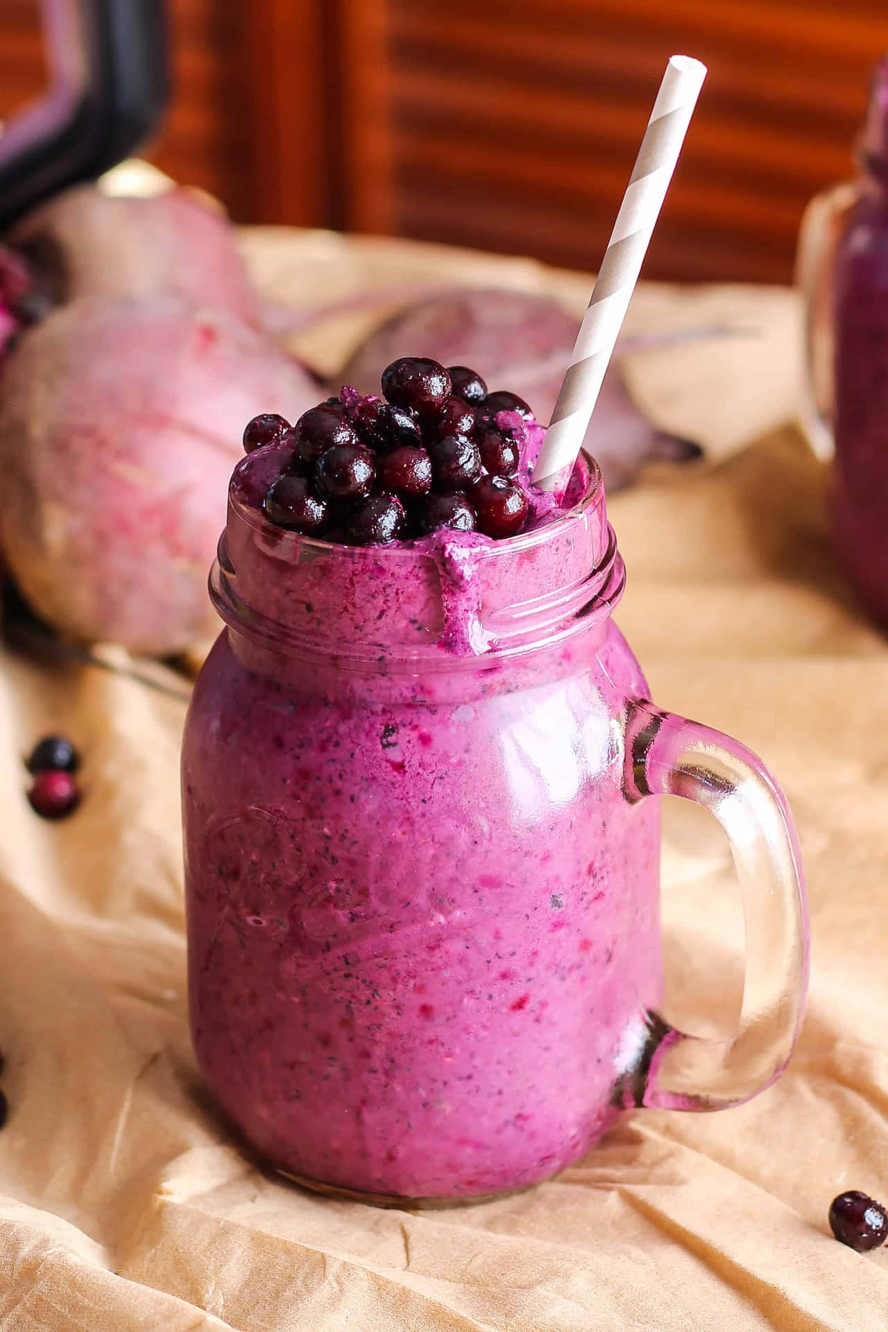 Enjoy a refreshing blueberry smoothie to kickstart your day! Wallpaper