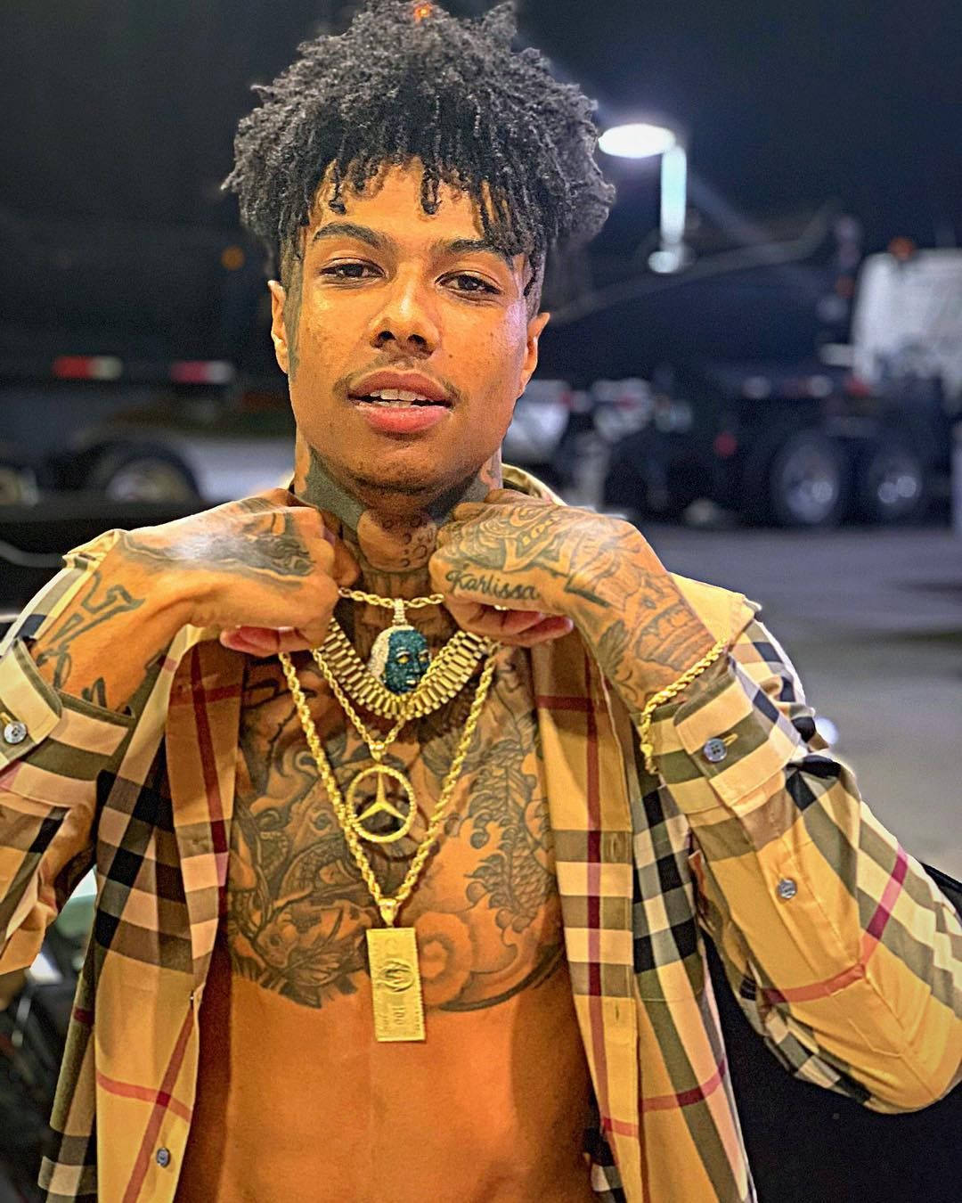 Blueface Mercedes Bing Bare Chest Background