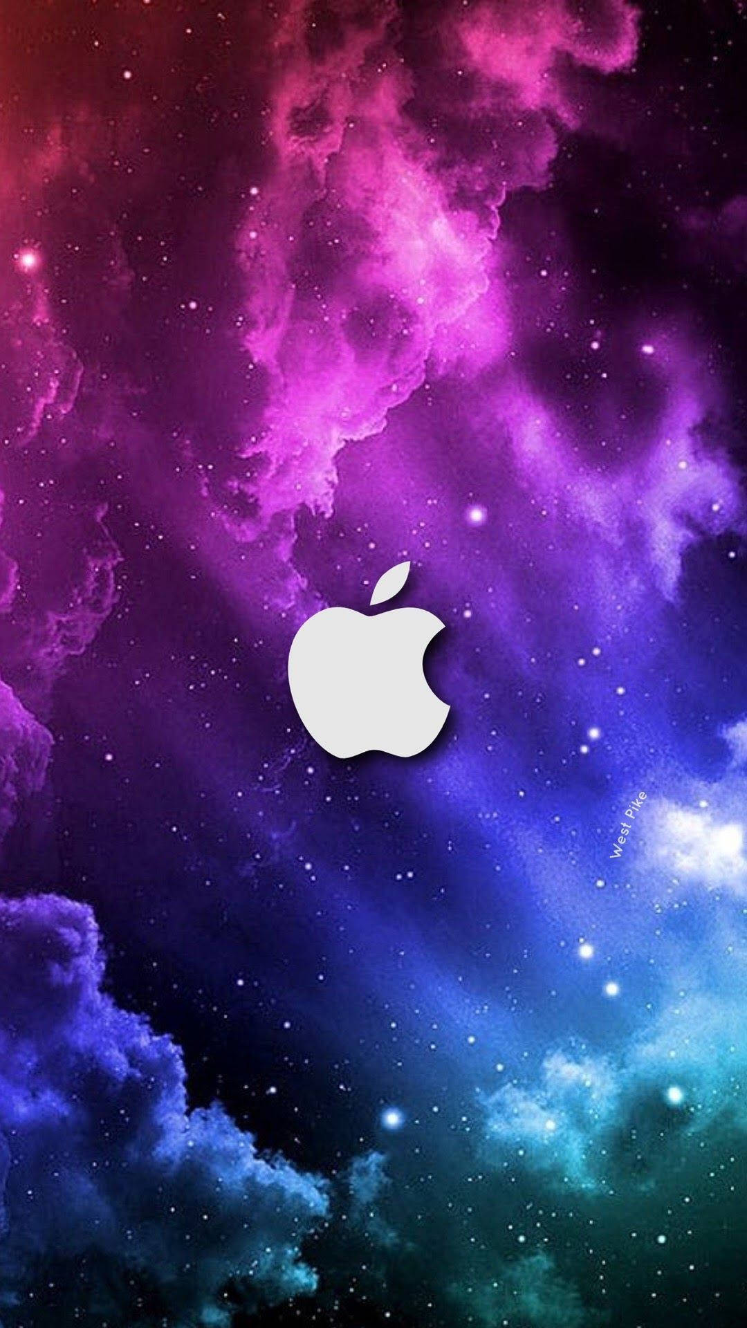 Blueish Purple White Apple Logo Iphone Wallpaper
