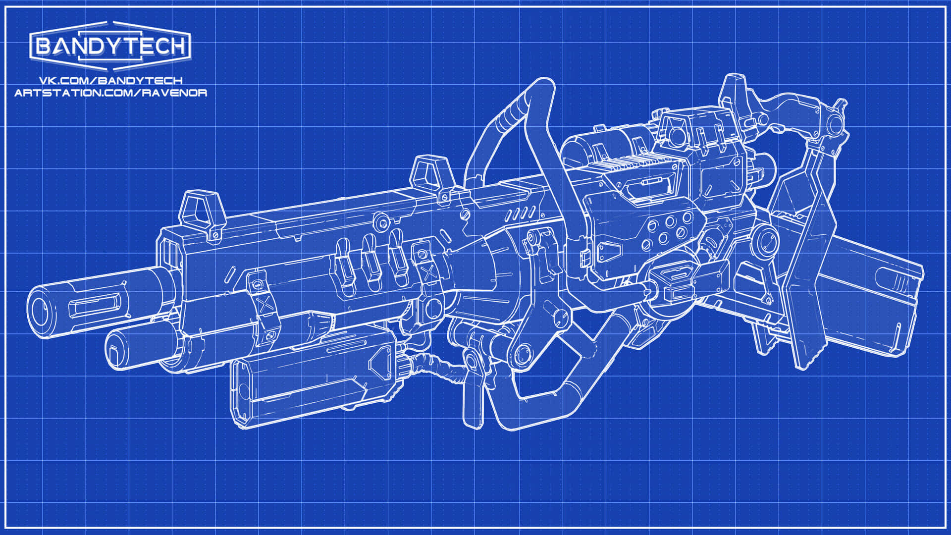 Blueprint Background Futuristic Gun Design Background