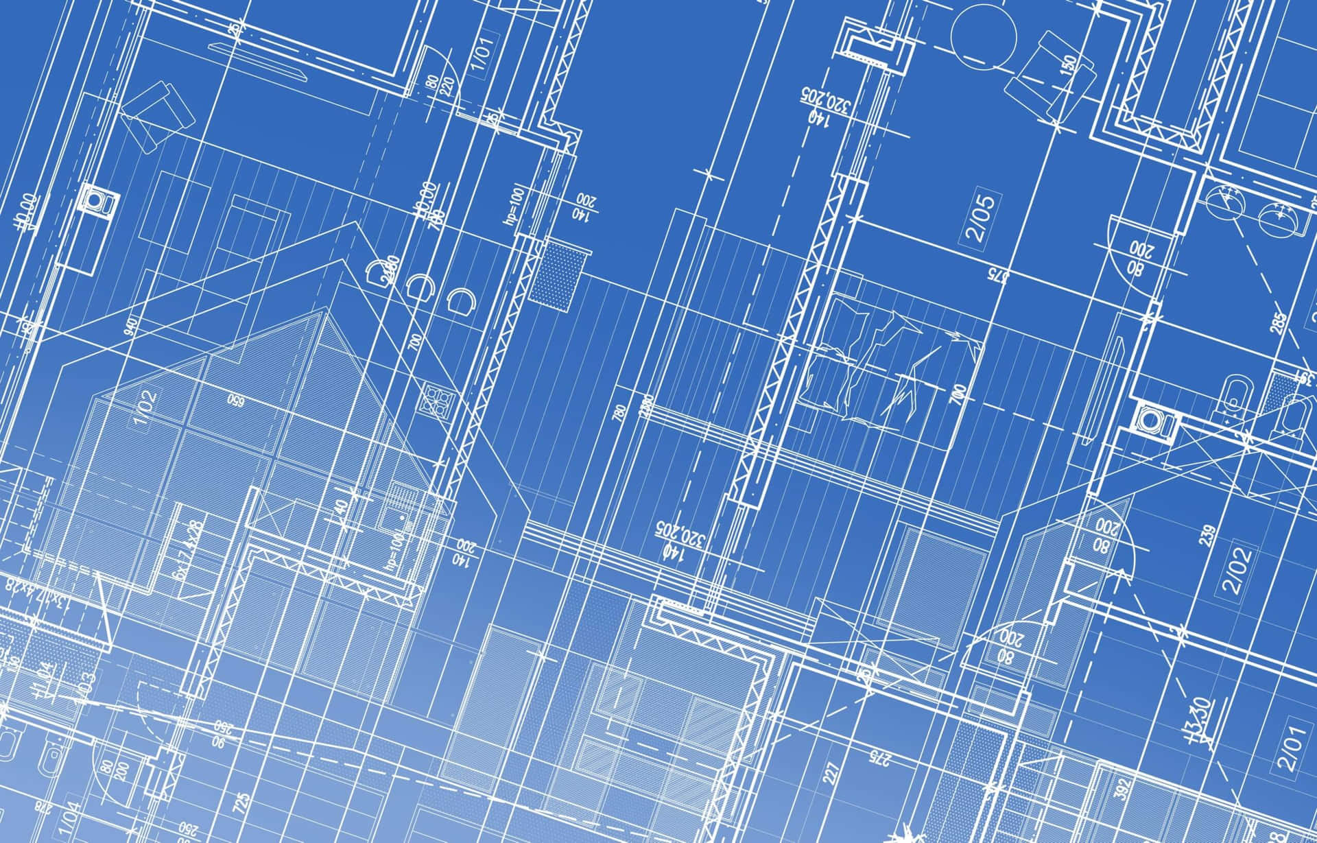 Blueprint Background House Design Measurements Wallpaper