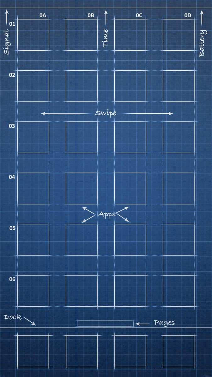 Skab en illusion af et trykt Blueprint af en iPhone SE. Wallpaper
