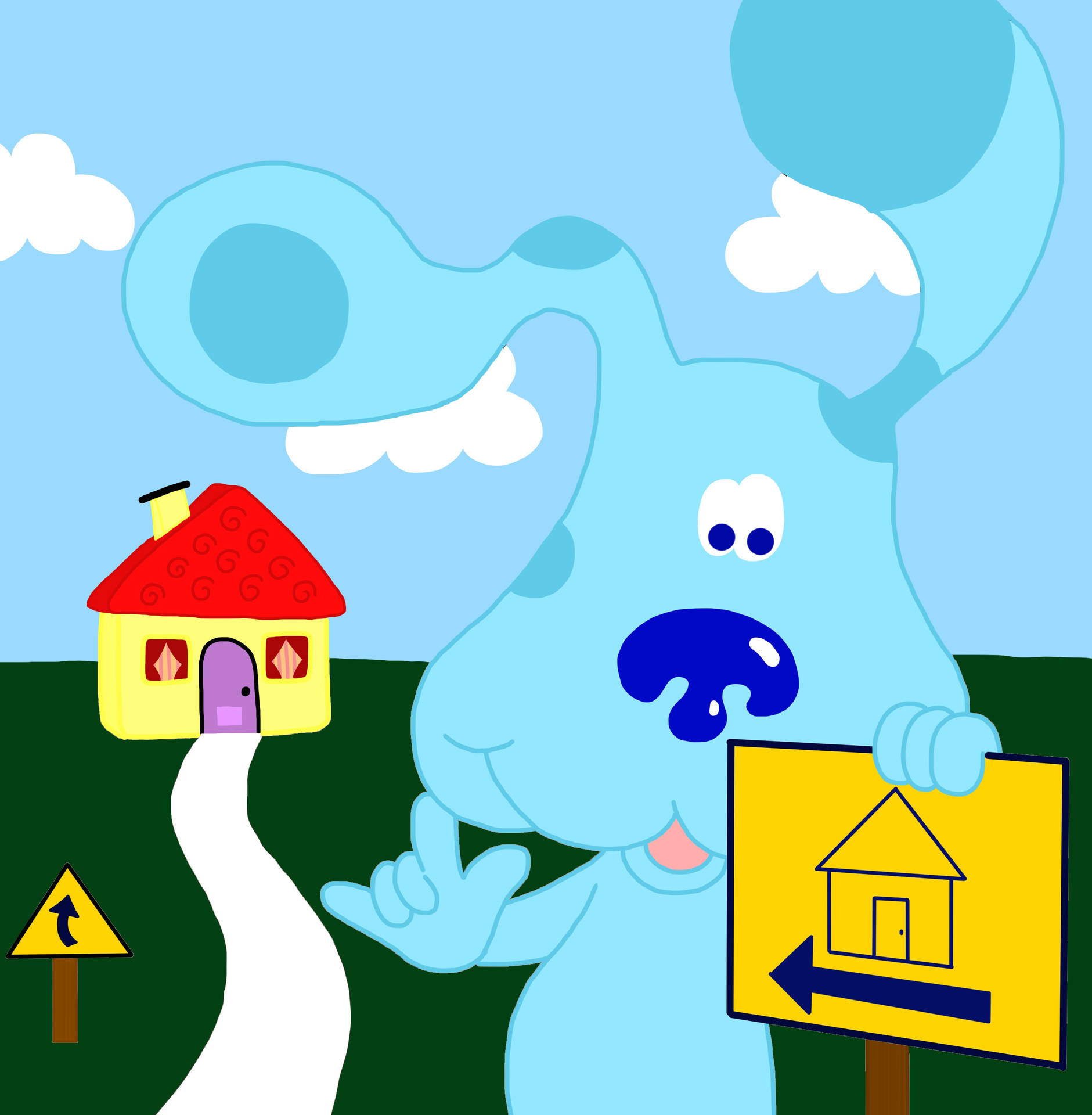 Blues Clues Blue With Sign Wallpaper
