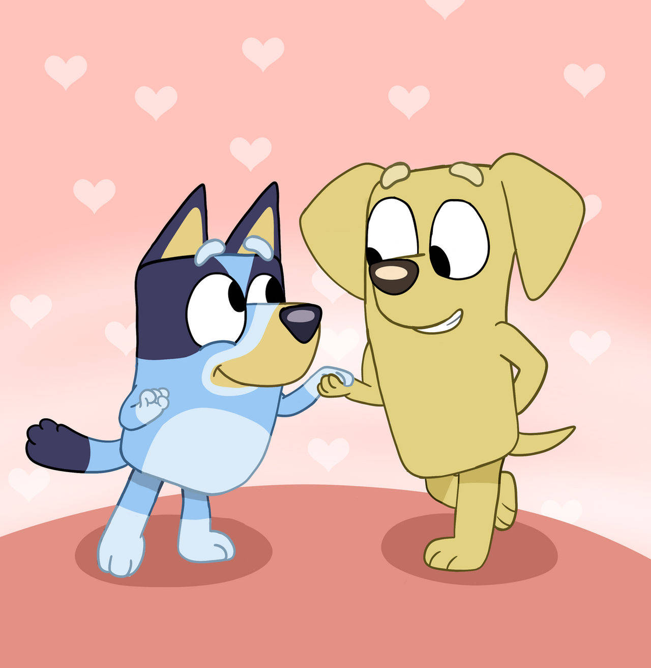 Bluey And Lucky With Hearts Wallpaper