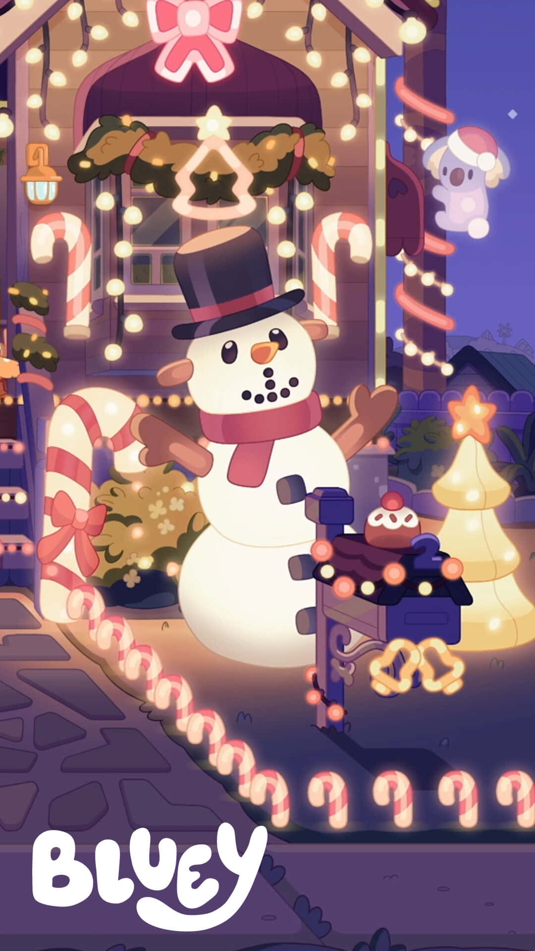 Bluey Animated Christmas Snowman Wallpaper