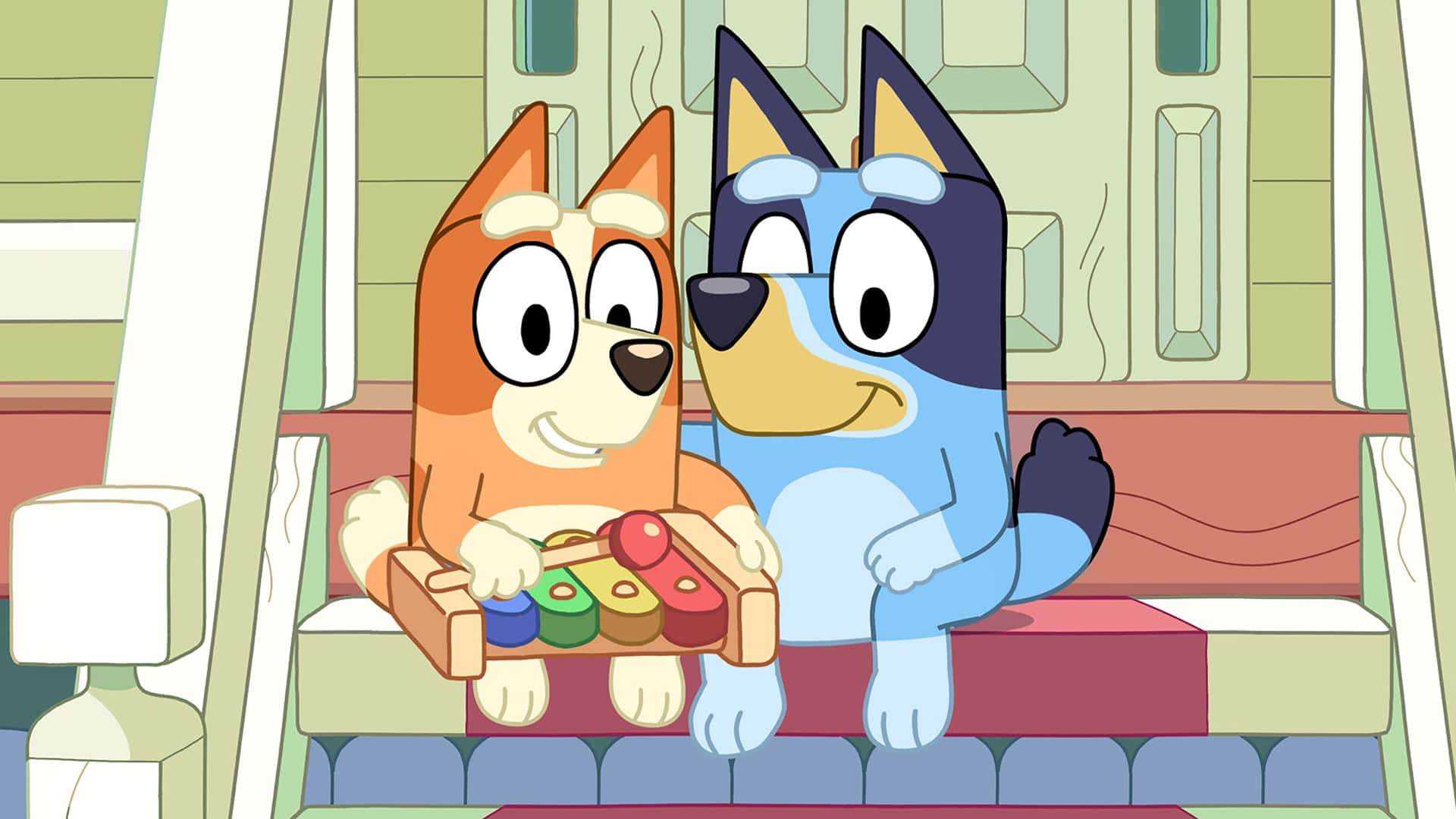 A Cartoon Dog And A Cat Sitting On A Step