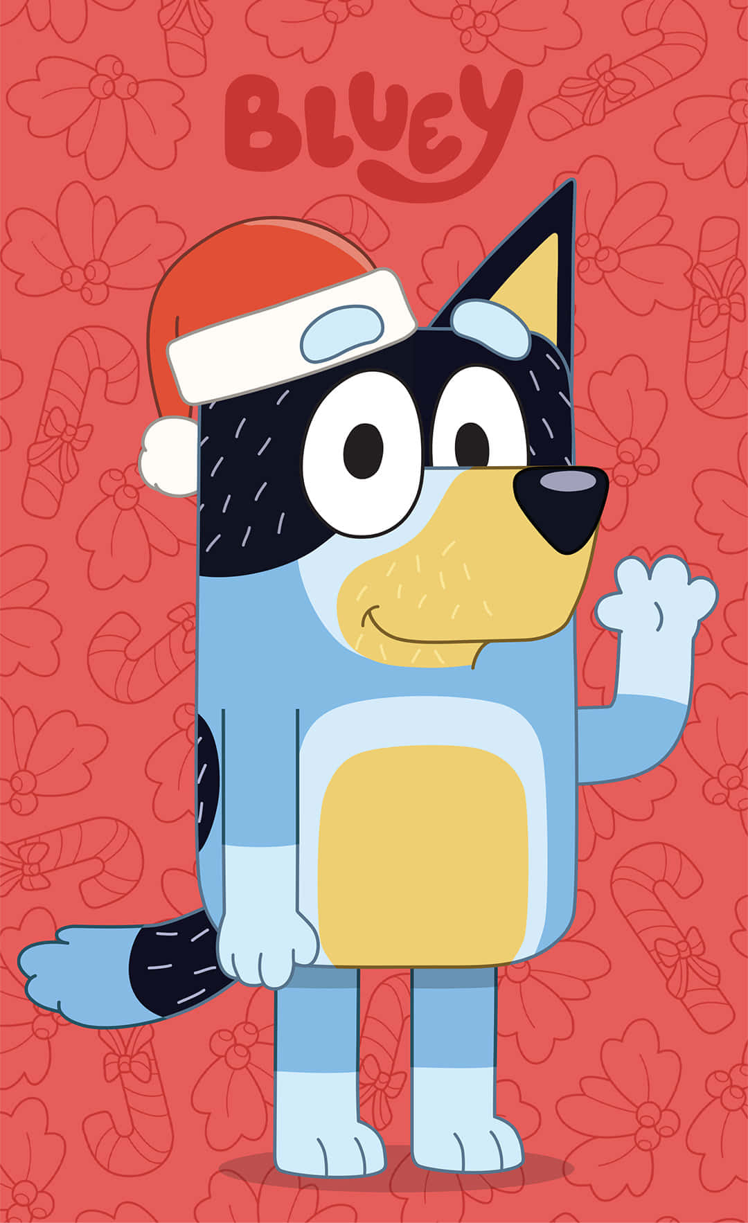 Bluey Character Christmas Santa Hat Wallpaper