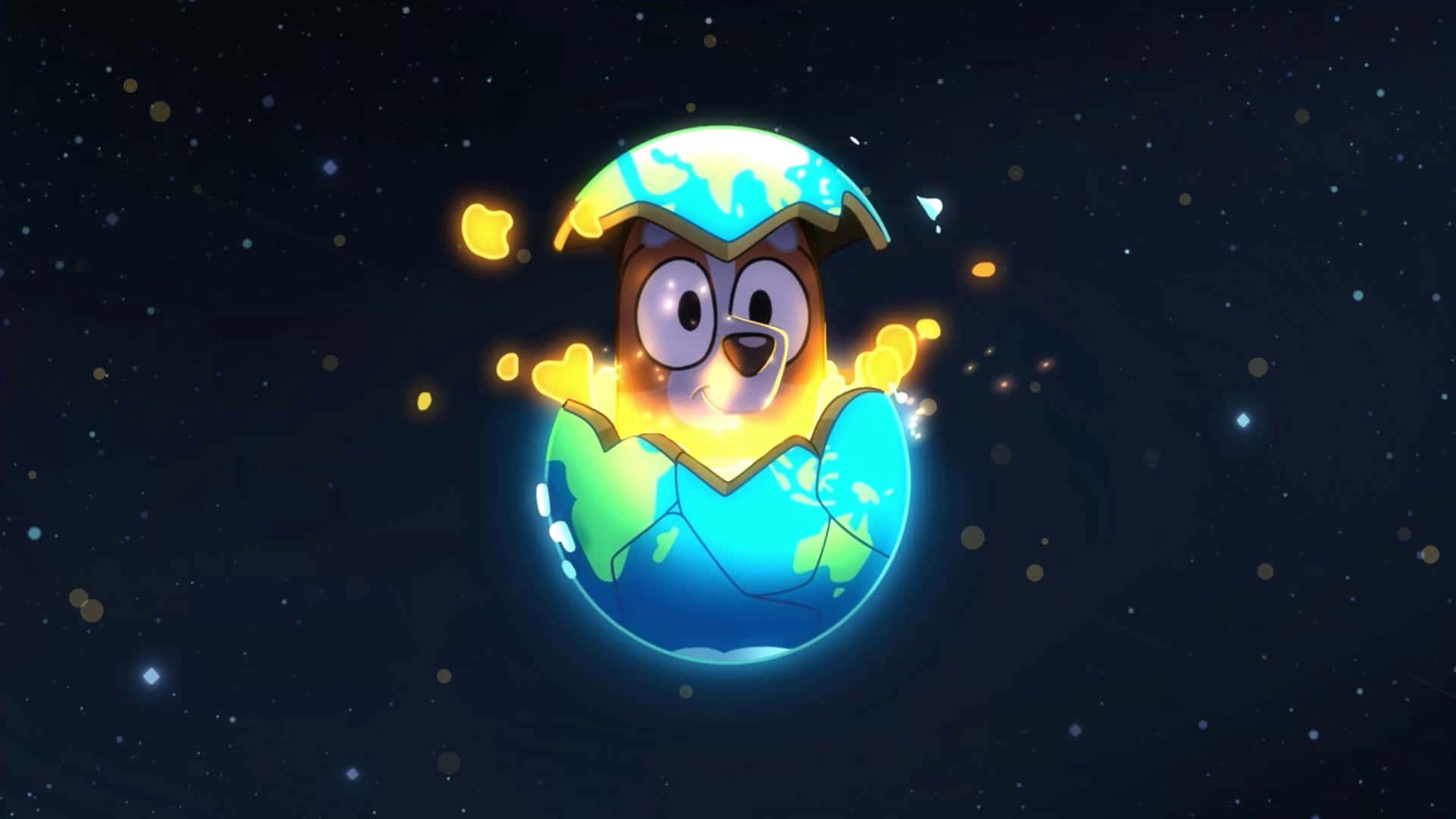 Bluey Character Earth Costume Space Background Wallpaper