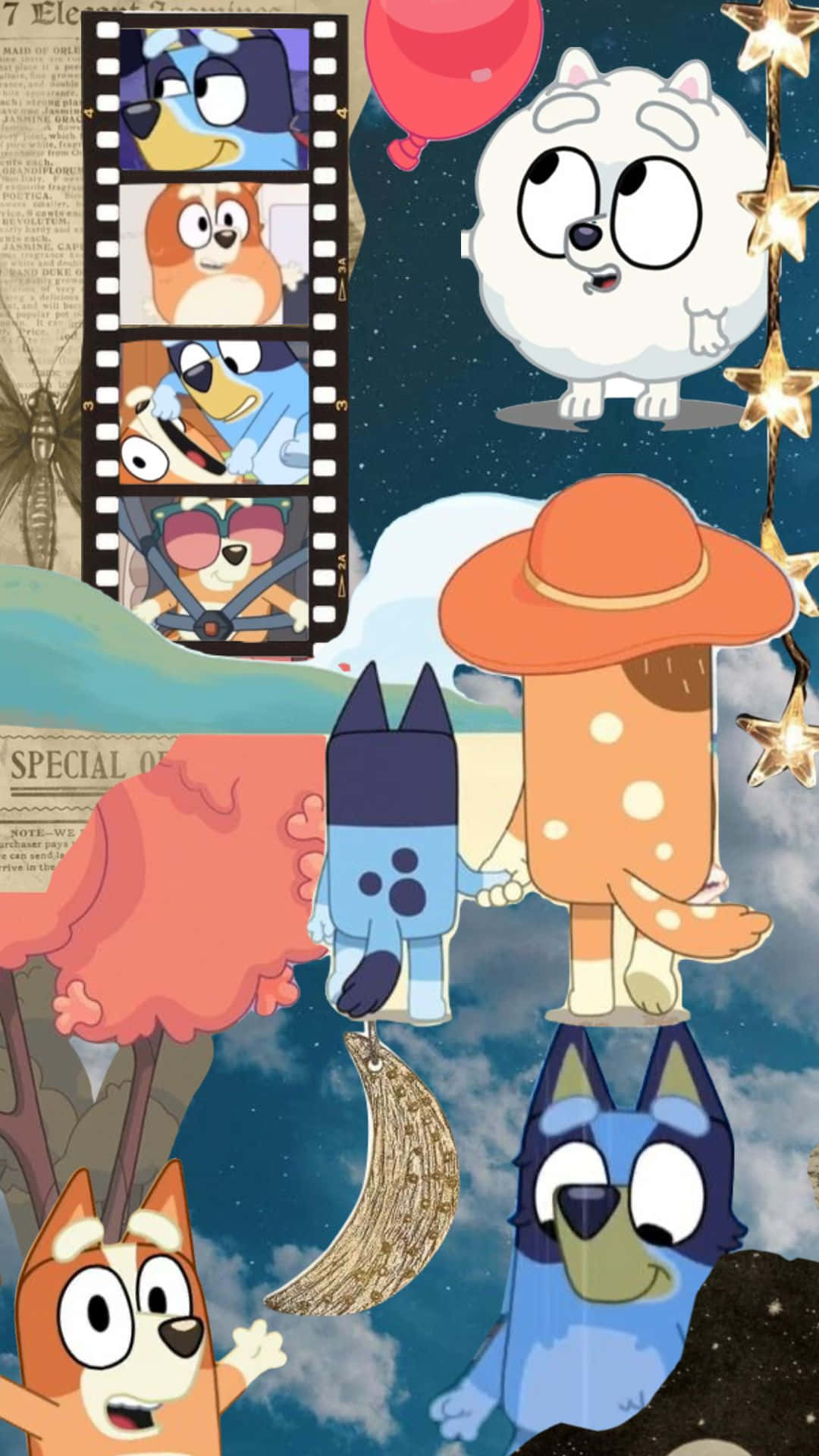 Bluey Characters Collage Aesthetic.jpg Wallpaper