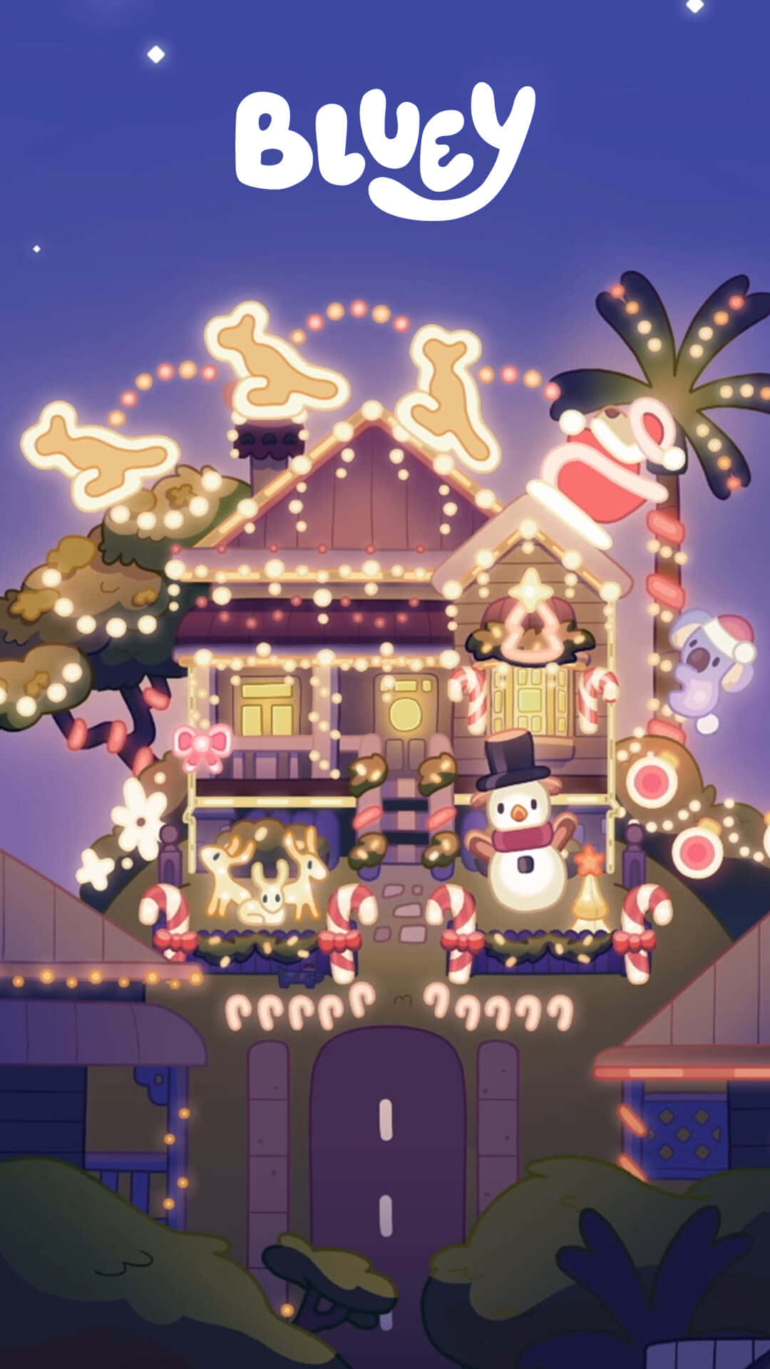 Bluey Christmas House Lights Wallpaper