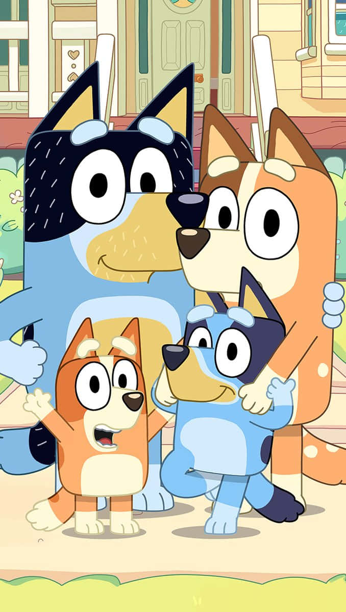 Bluey Familie Cartoon Personages Achtergrond