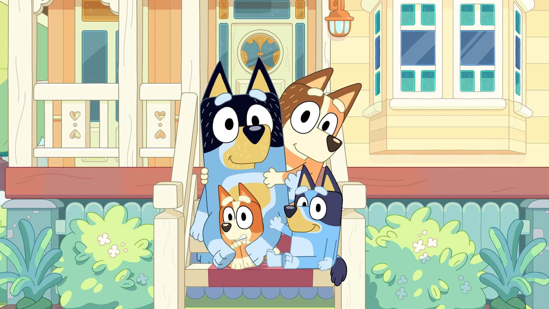 Bluey Family On Porch Wallpaper