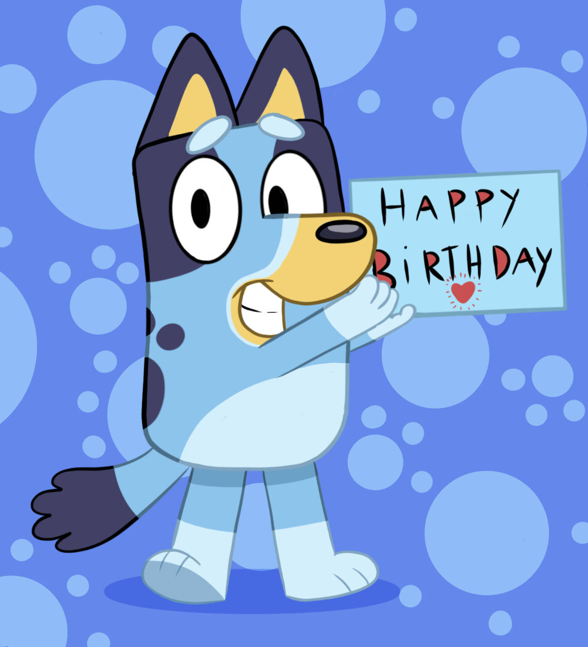 Bluey Holding A Happy Birthday Sign Wallpaper