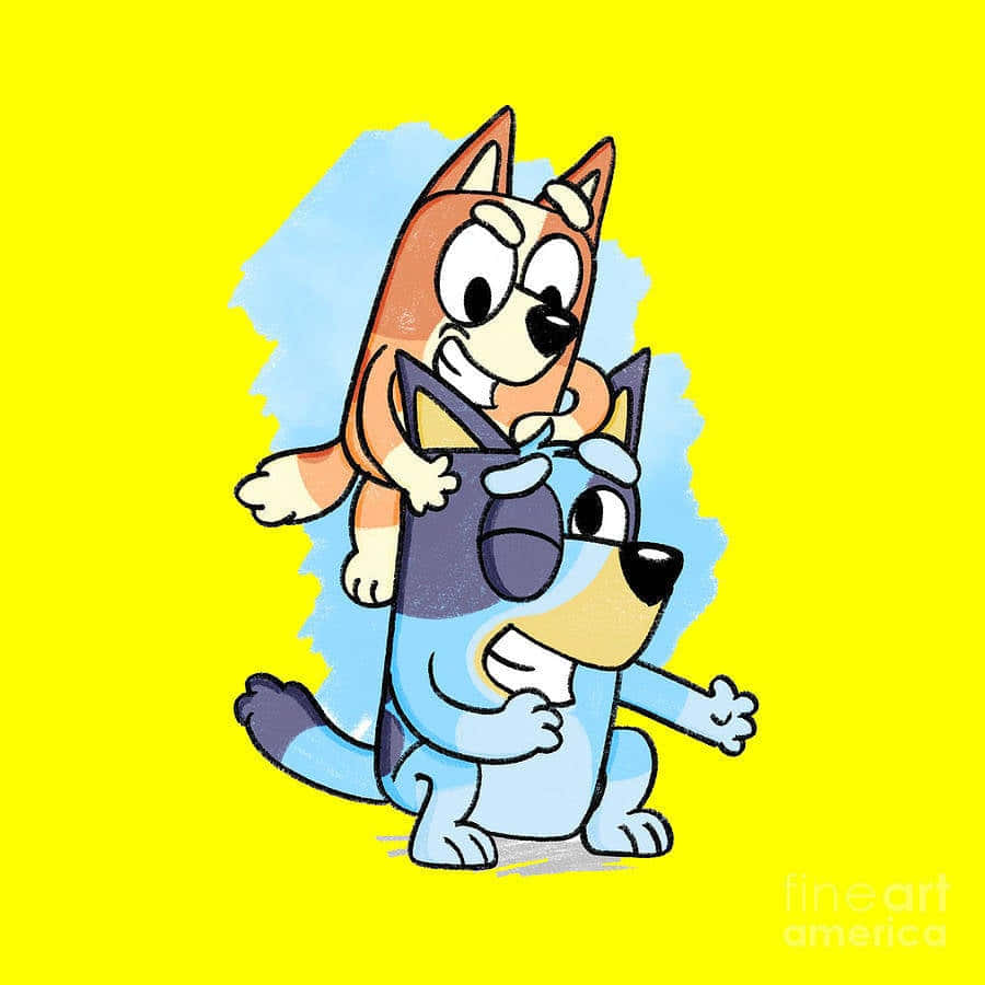 A Cartoon Of Two Dogs On Top Of Each Other