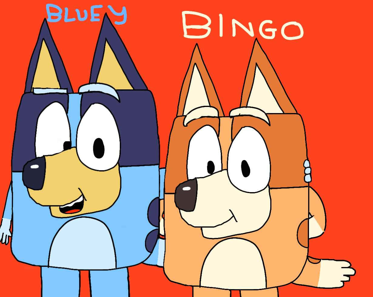 Blueyand Bingo Cartoon Drawing Wallpaper