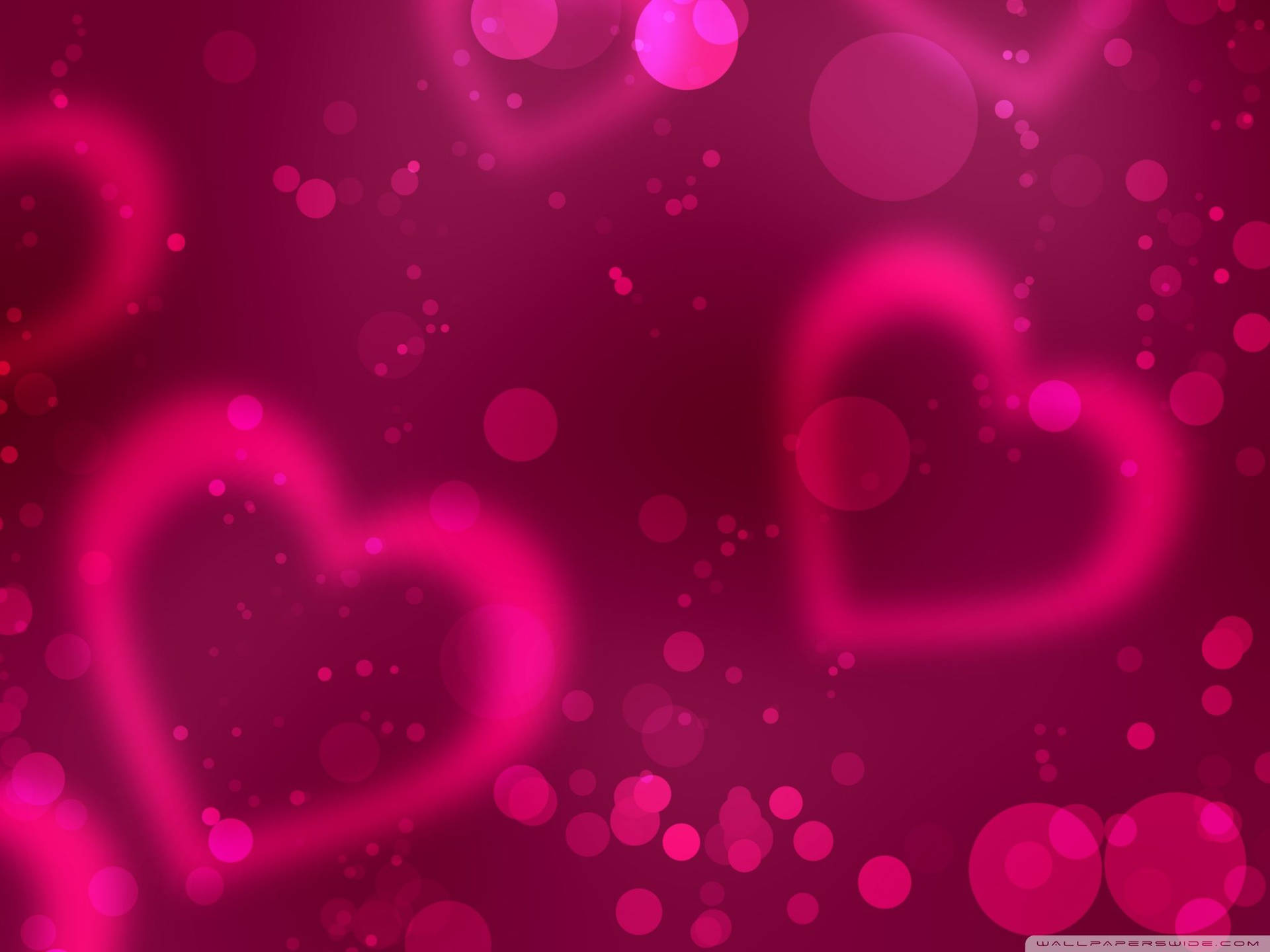 Blurred Pink Hearts Valentines Desktop Wallpaper