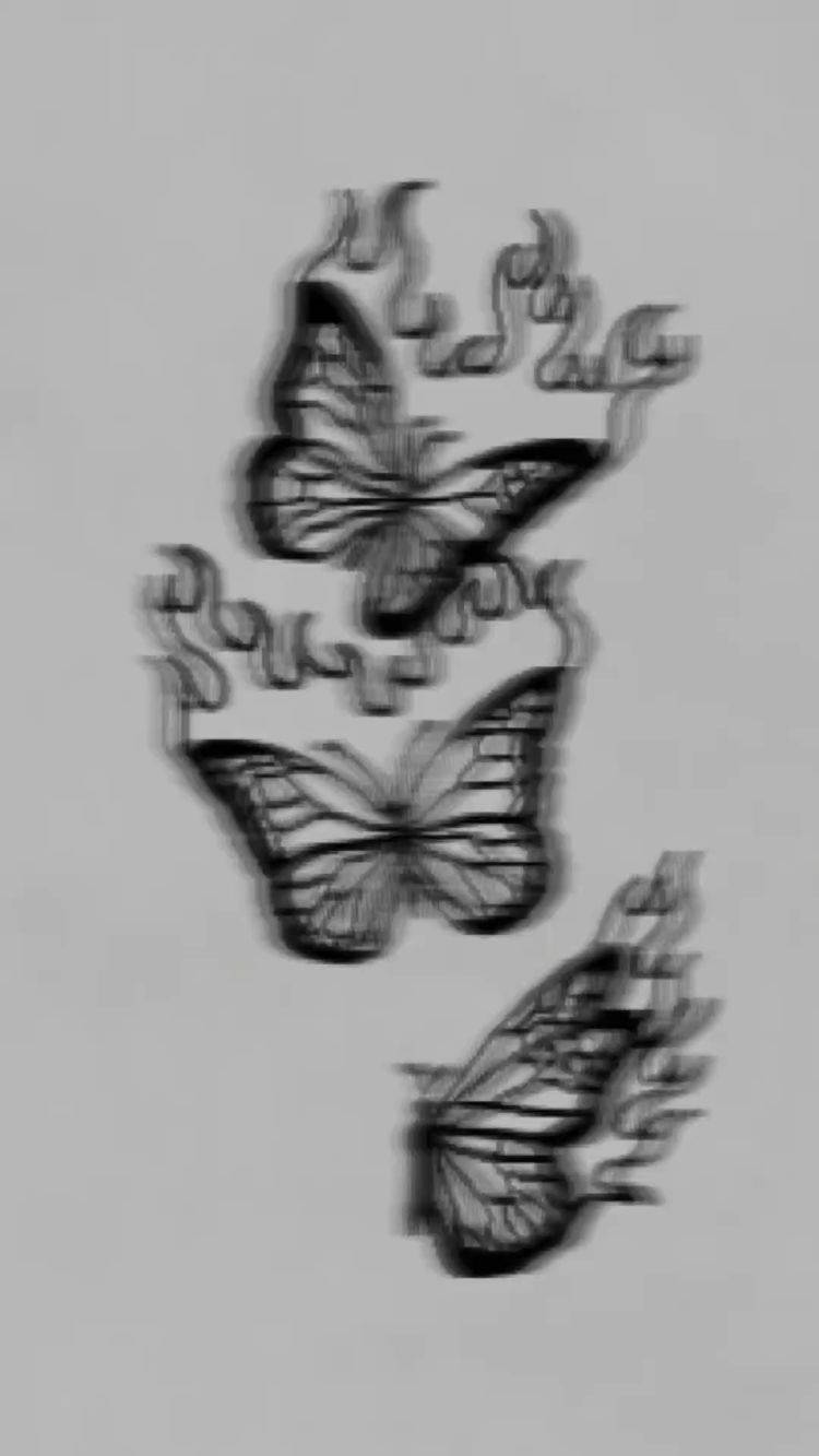 Blurry Black Butterfly Outline With Fire Wallpaper