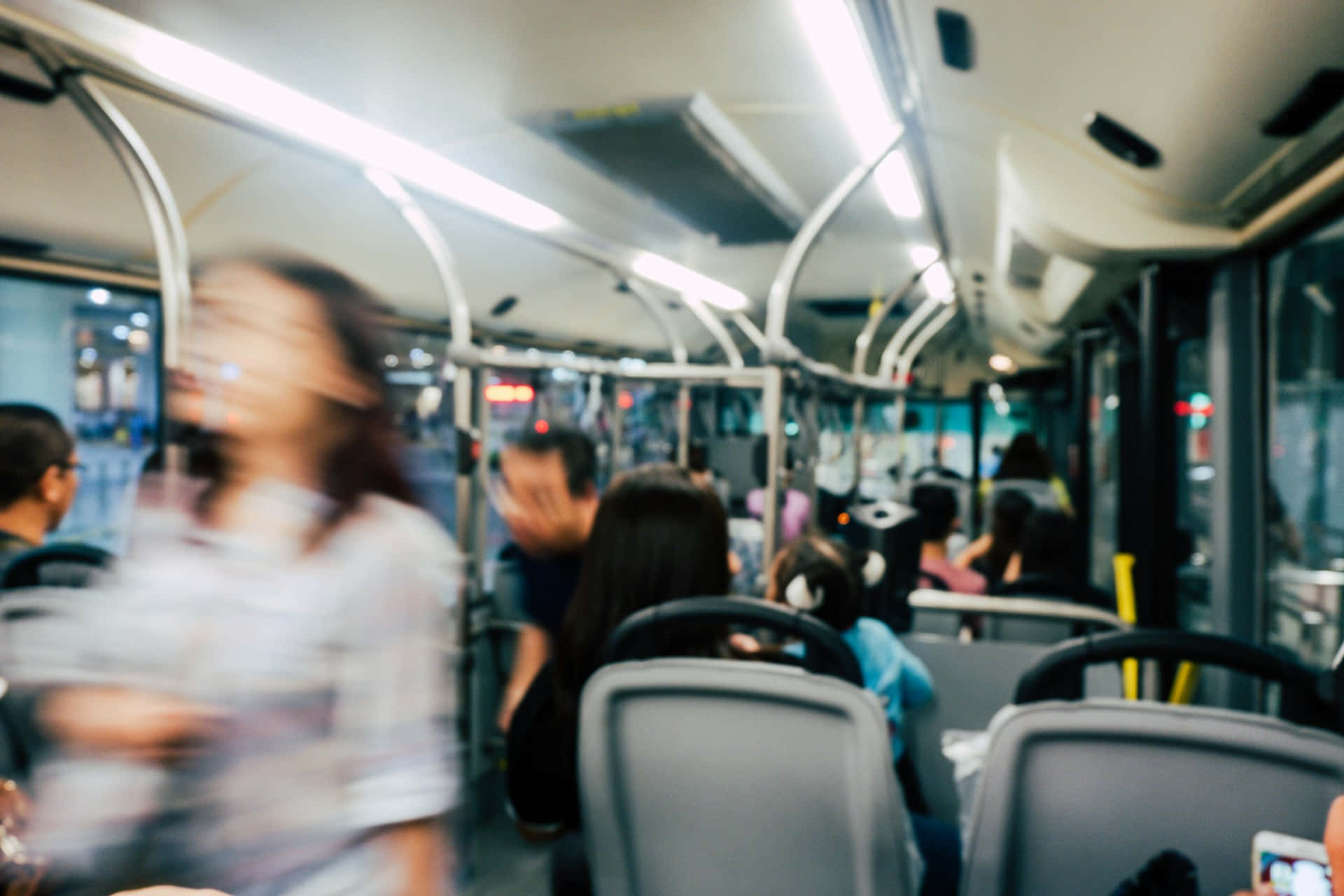 Blurry Bus Ride Nighttime Aesthetic.jpg Wallpaper