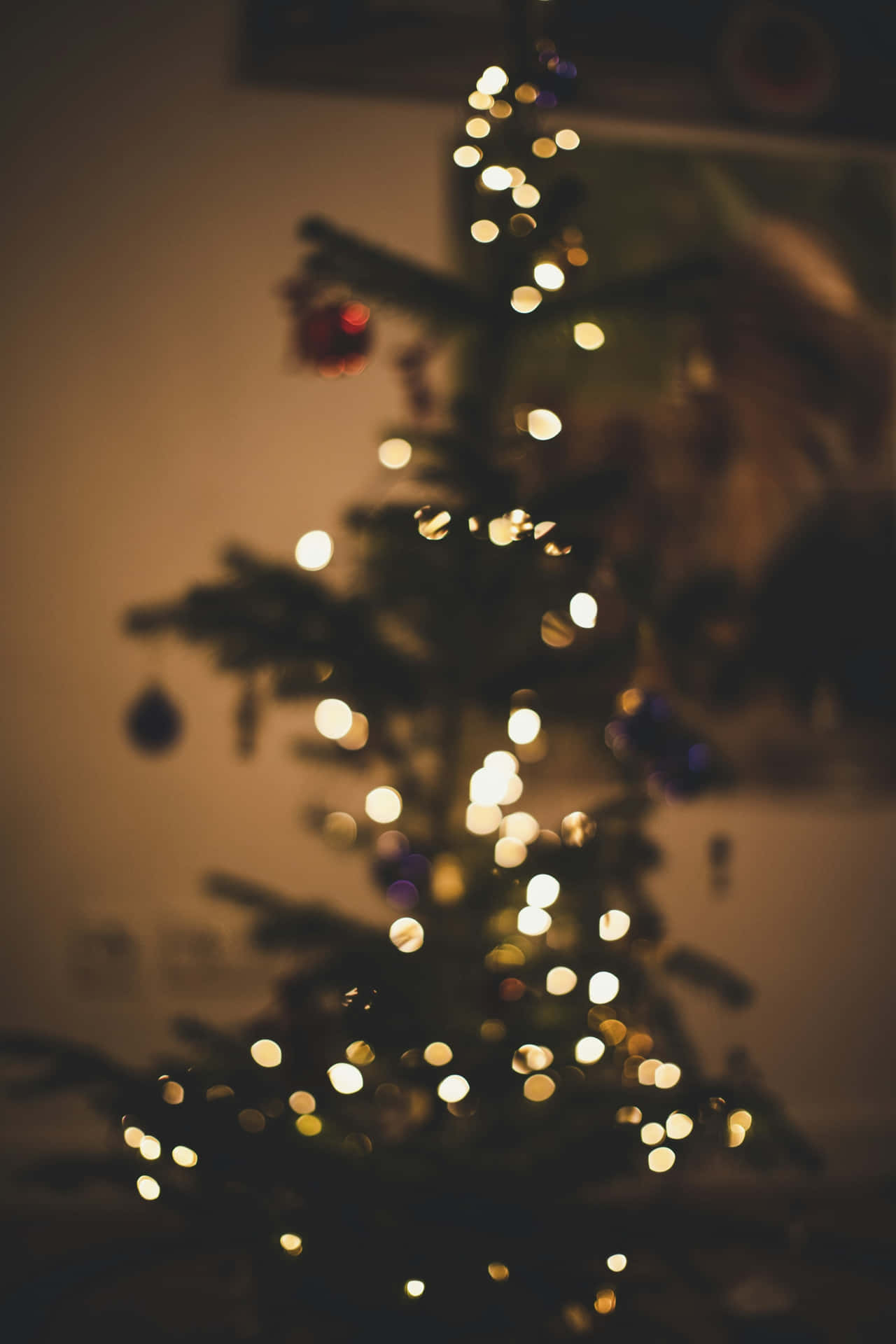 Blurry Christmas Tree Lights Dark Aesthetic.jpg Wallpaper
