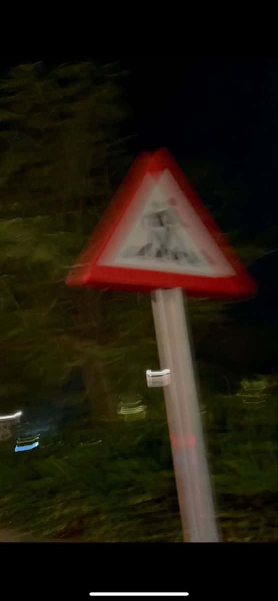 Blurry Crossing Sign Night Time Picture