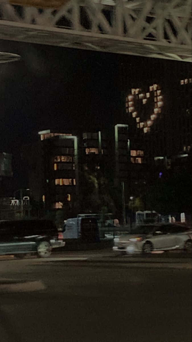Blurry Heart Lights On Building Picture