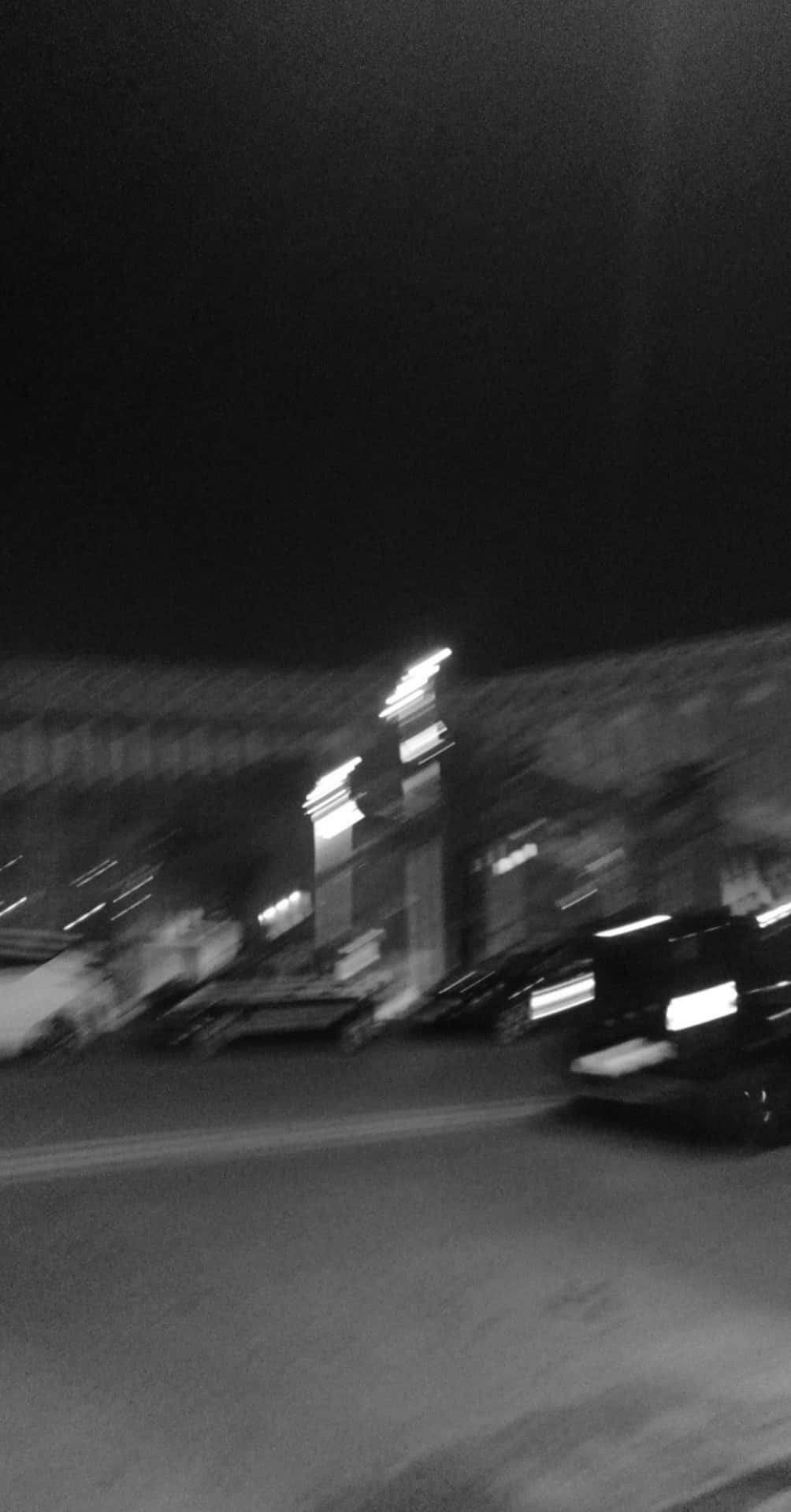 Blurry Parking Lot Black And White Picture