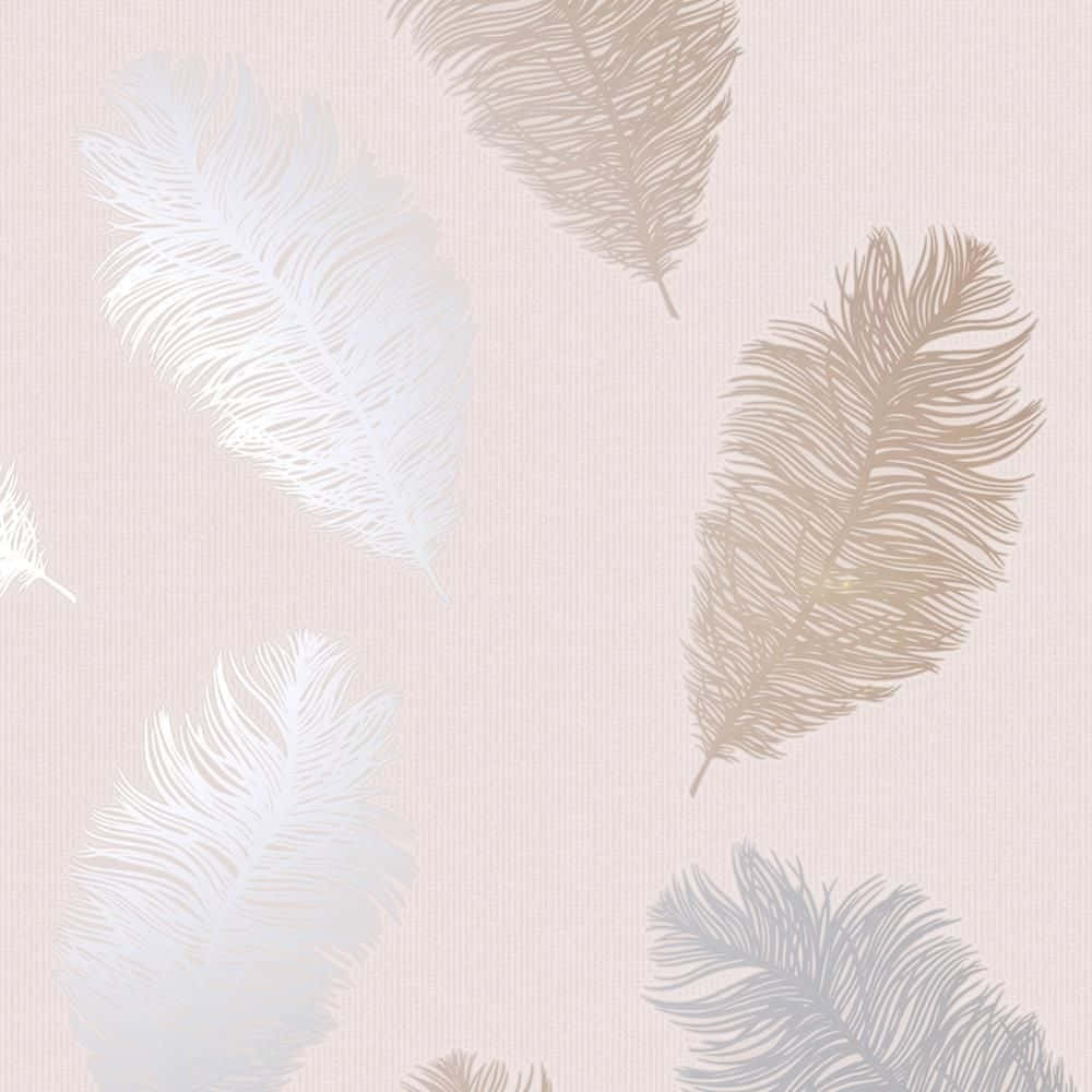 Blush Pink Feather Pattern Wallpaper