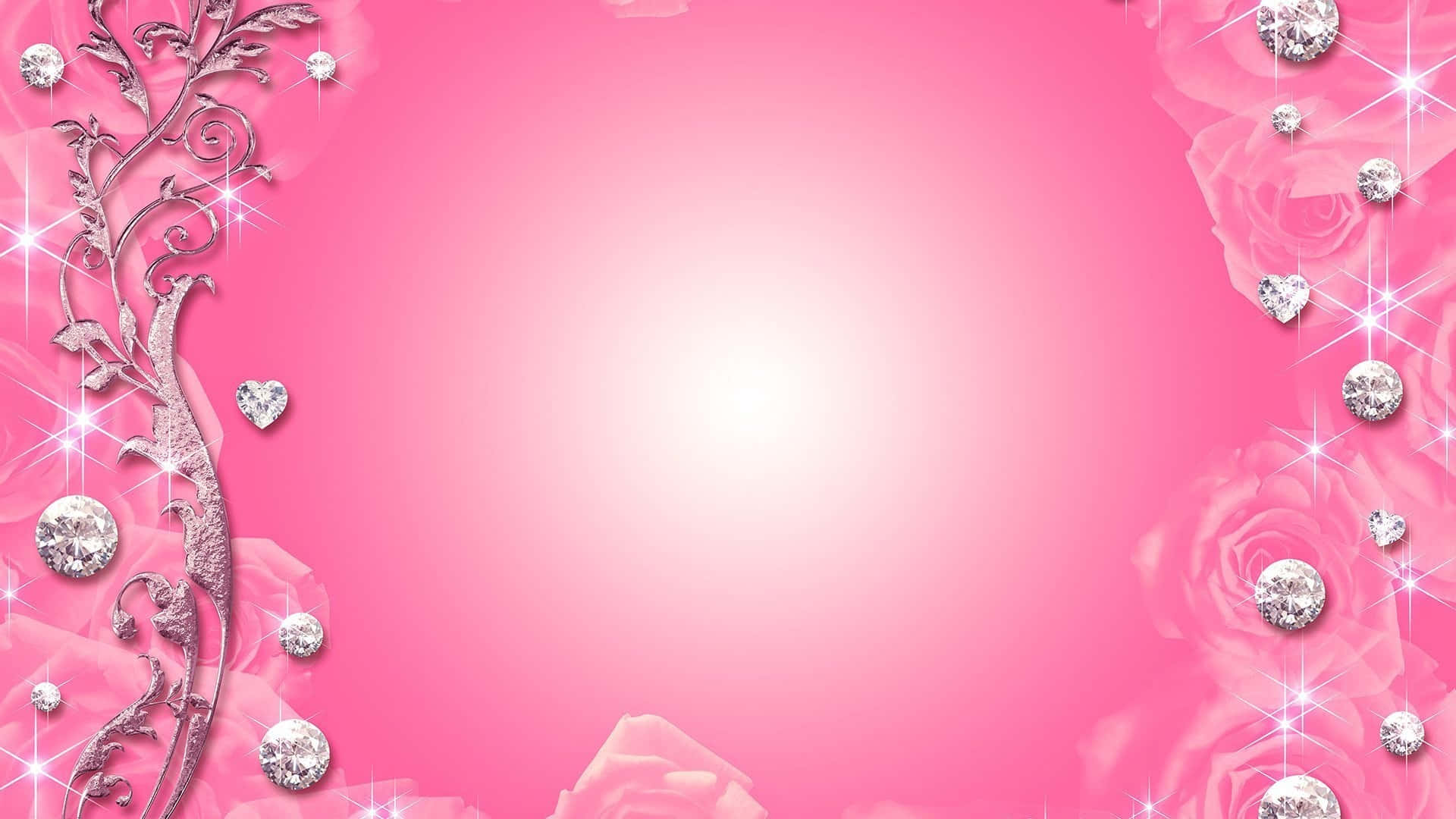 Blush Pink Roses Diamonds Background