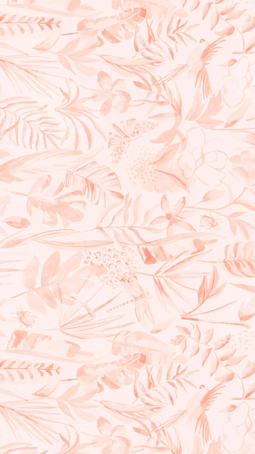 Blush Pink Tropical Pattern Wallpaper