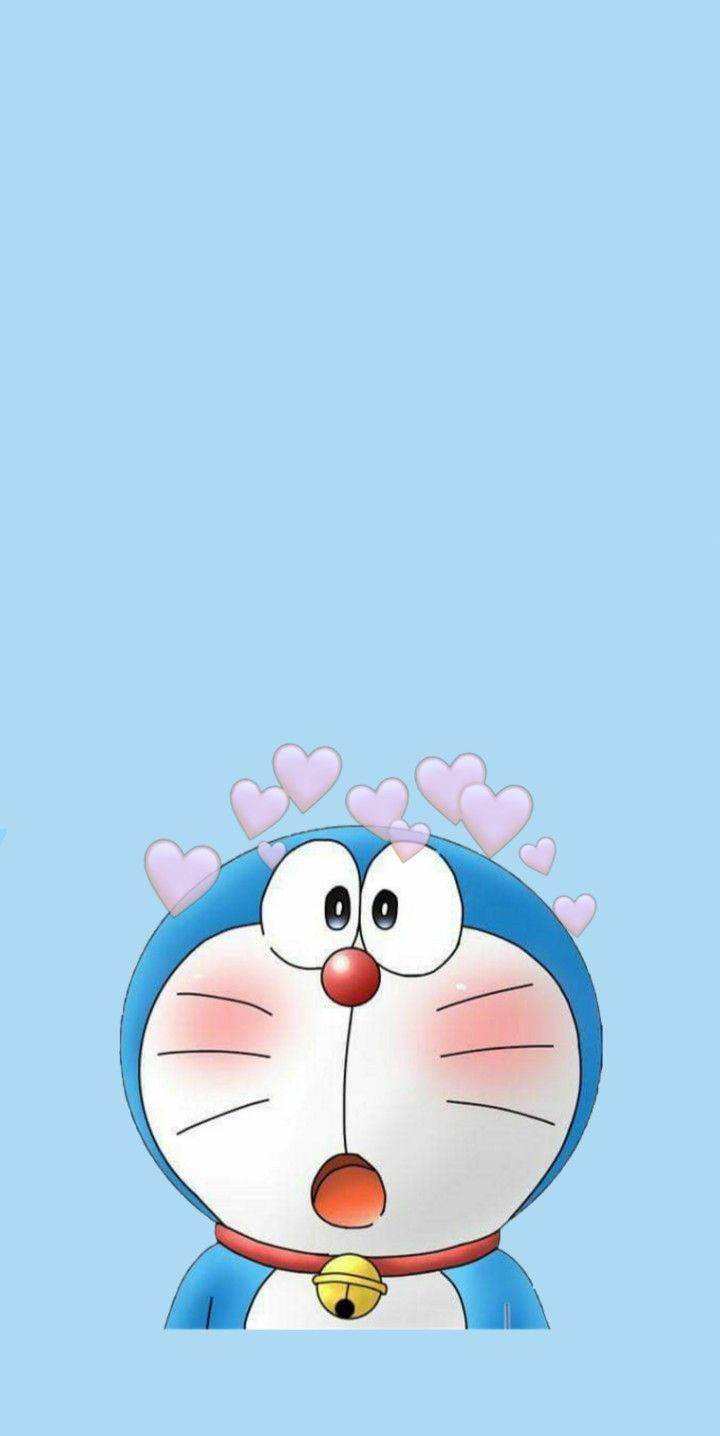 Blushing Doraemon iPhone Fanart Wallpaper
