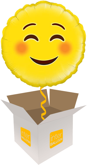 Blushing Emoji Balloon Emerging From Box PNG