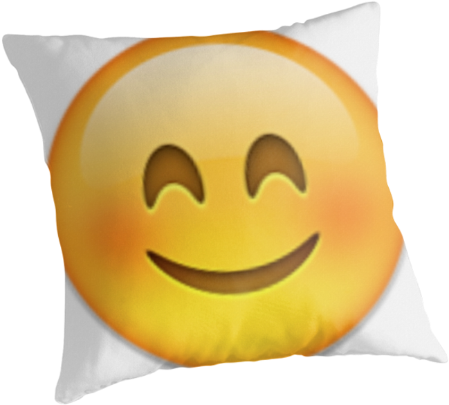 Blushing Emoji Pillow Design PNG