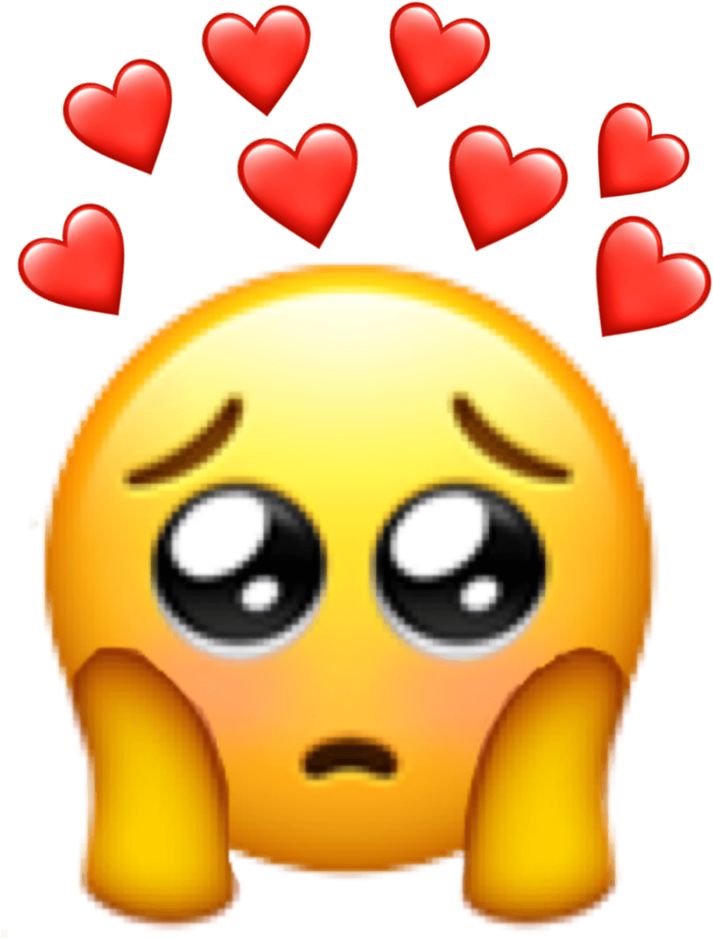 Blushing Emoji Surroundedby Hearts.png PNG