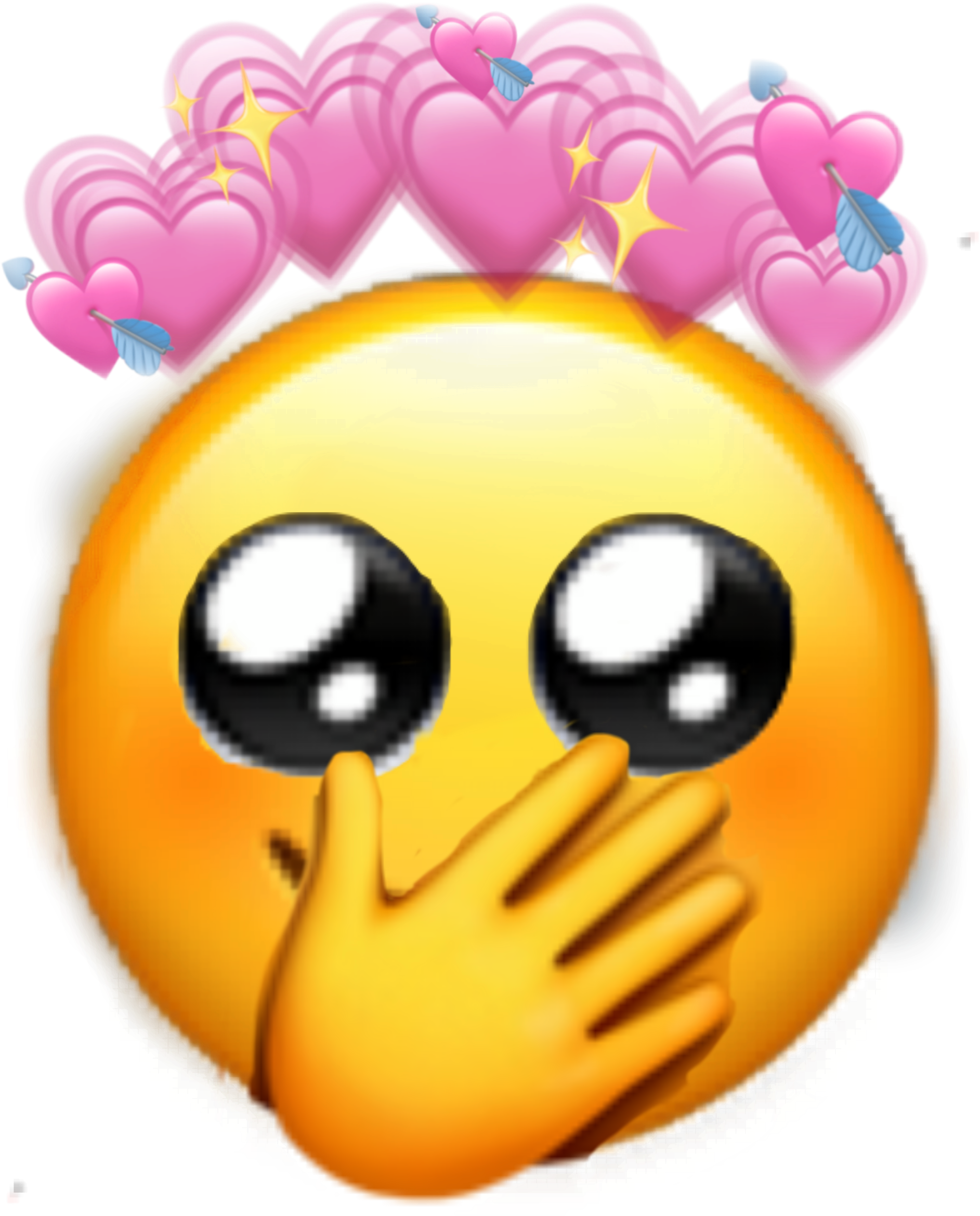 Blushing Emoji With Hearts PNG