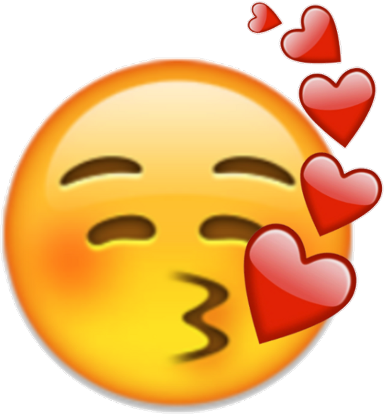 Blushing Emojiwith Hearts PNG