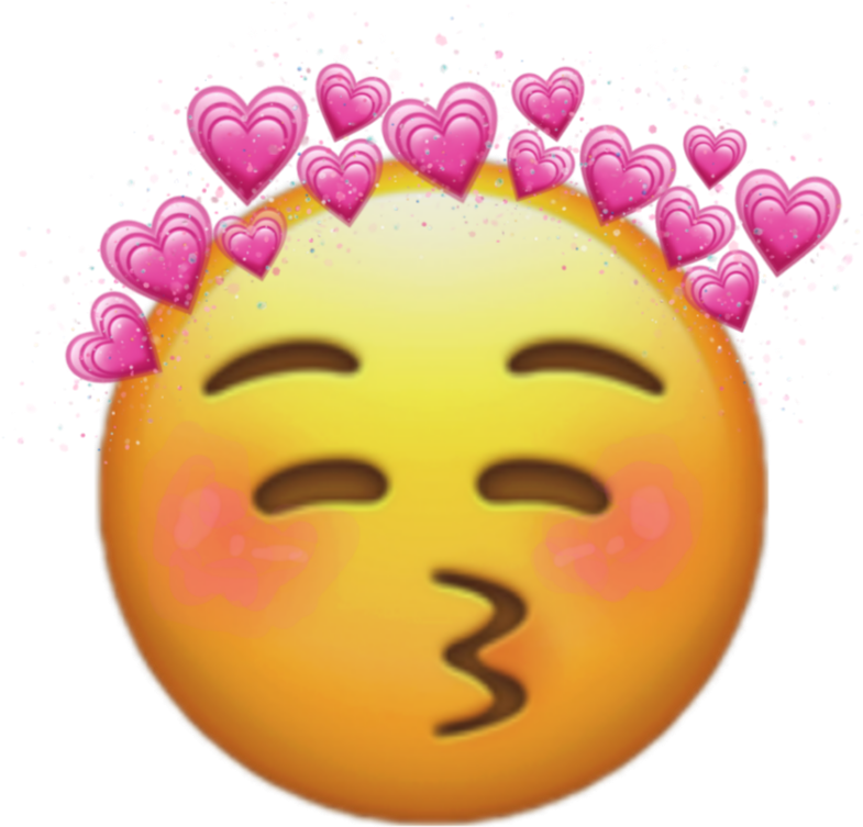 Blushing Emojiwith Hearts PNG