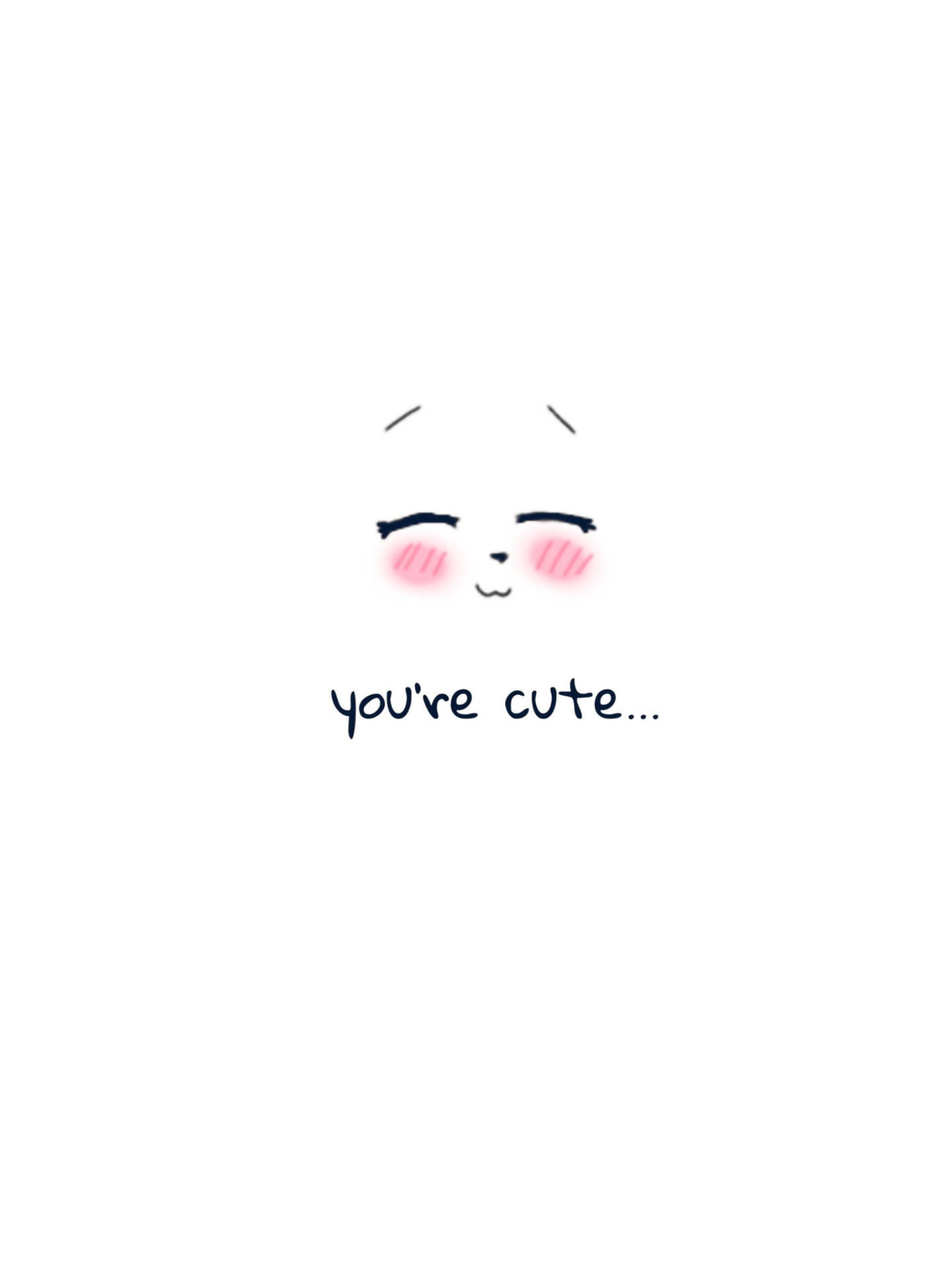 Blushing Face In Cute White Aesthetic Wallpaper