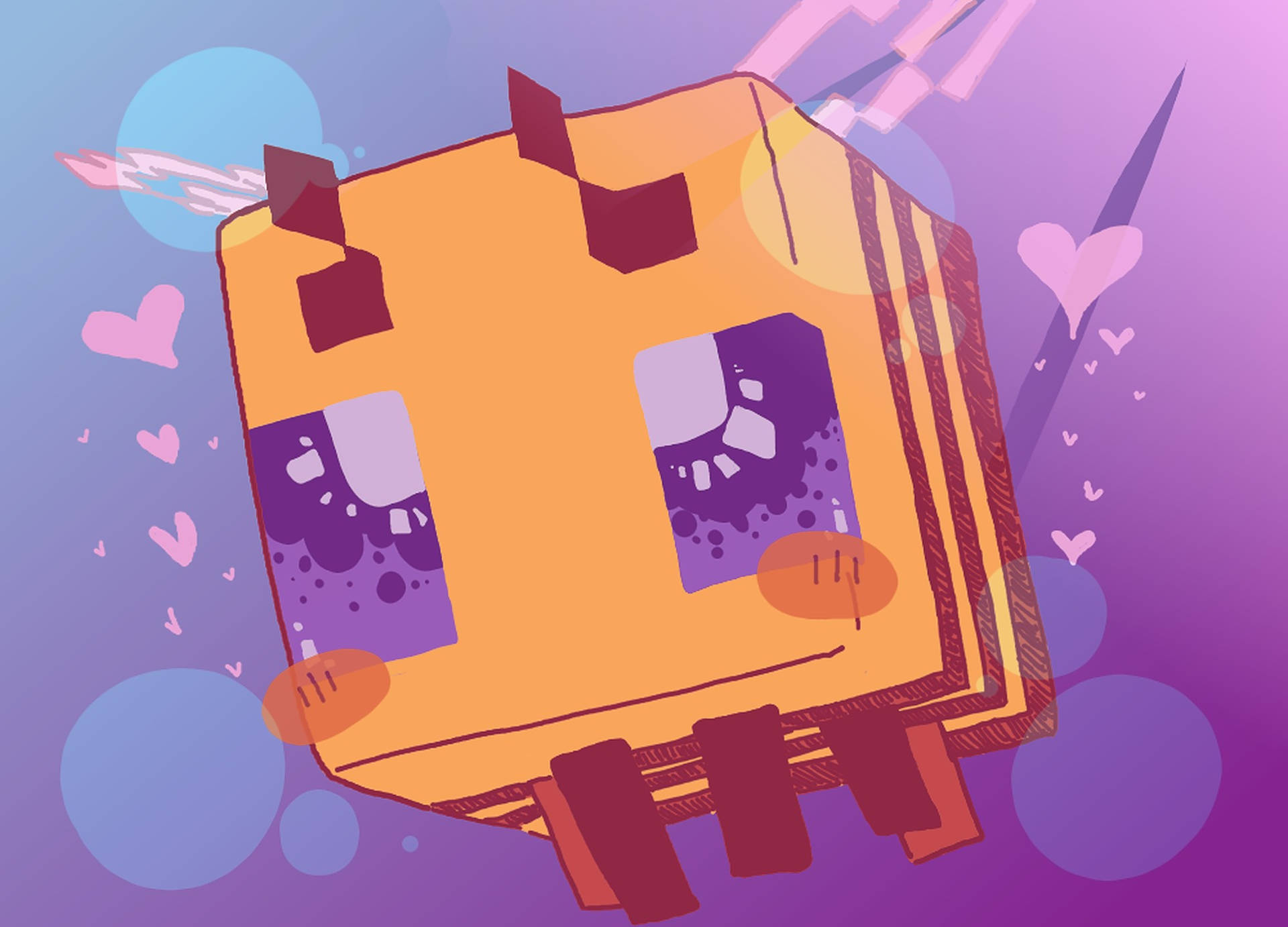 Blushing Minecraft Bee Wallpaper
