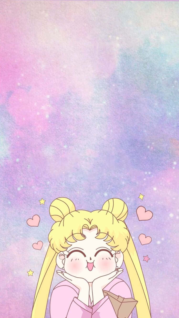 Blushing Sailor Moon Pink Background Wallpaper
