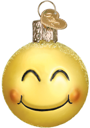 Blushing Smiley Christmas Ornament PNG