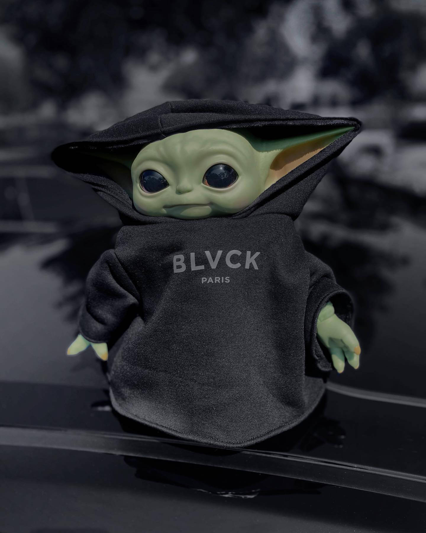 Baby Yoda Wearing Blvck Paris Wallpaper