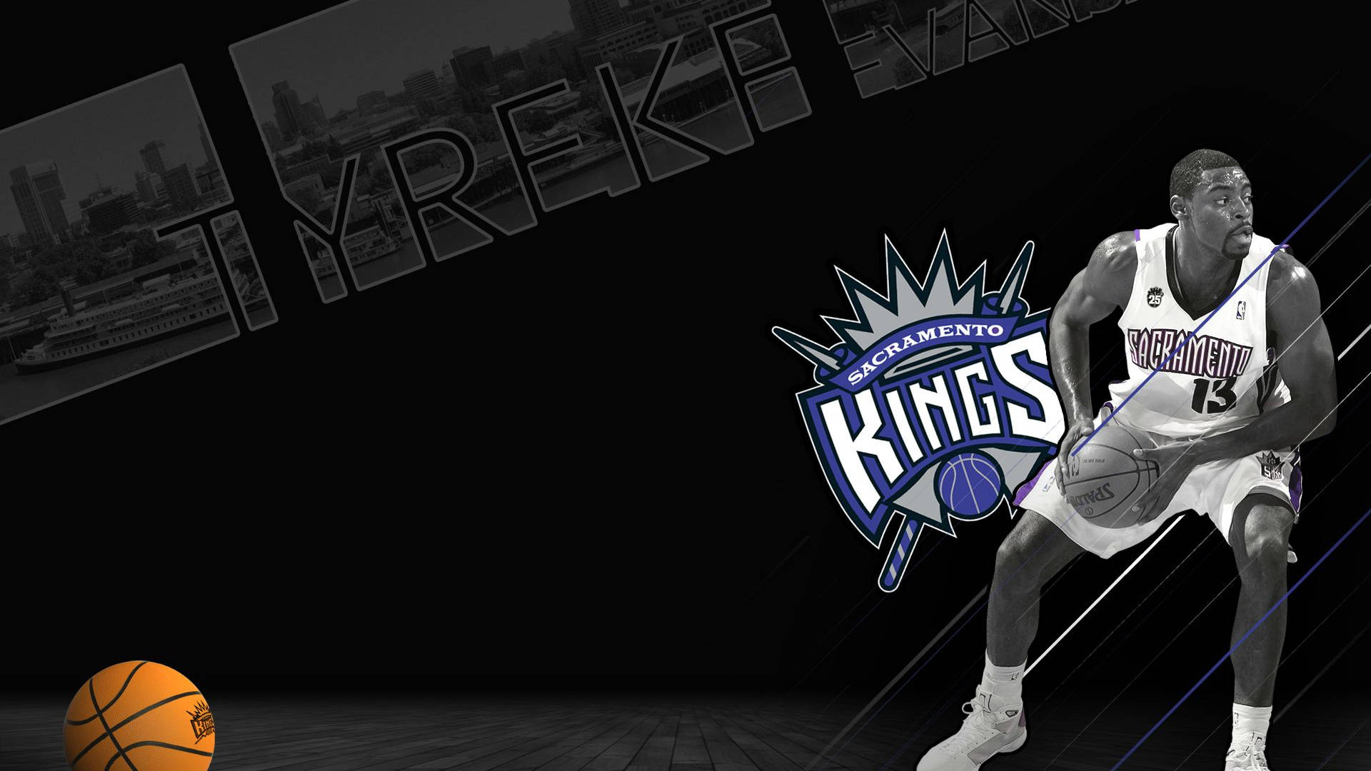 Bnwsacramento Kings Legend Tyreke Evans = Bnw-ikon För Legendariska Sacramento Kings-spelaren Tyreke Evans Wallpaper