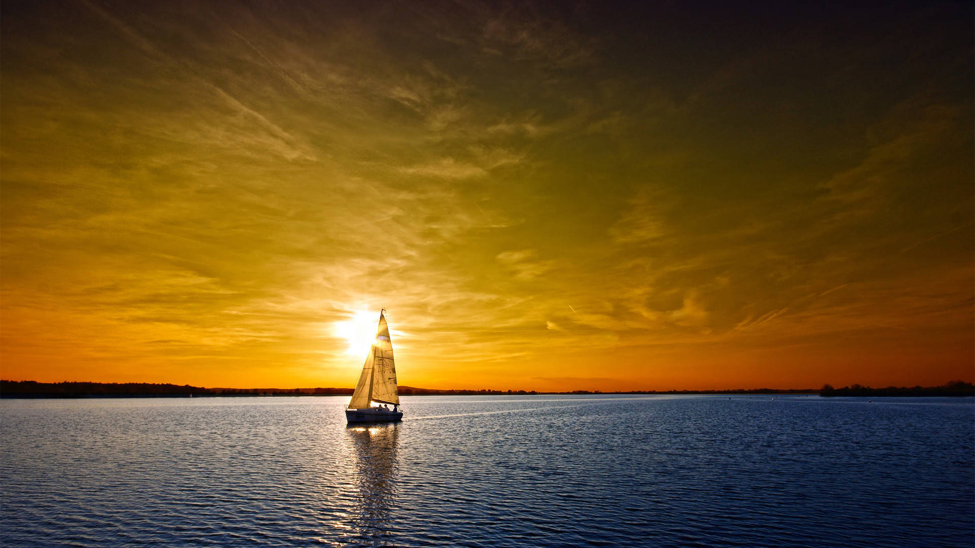 Boat Sails The Summer Sea Desktop Wallpaper
