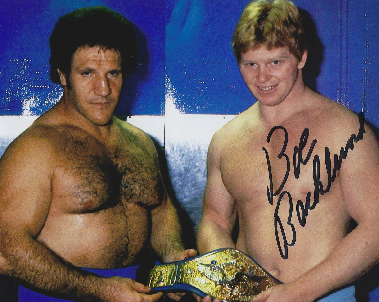 Bob Backlund og Bruno Sammartino signeret autograf 8x10 foto WWE Hall of Fame Wallpaper