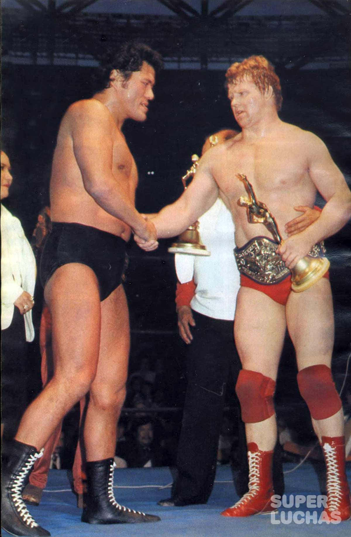 Bobbacklund Gegen Antonio Inoki Wwf Championship 1981 Wallpaper
