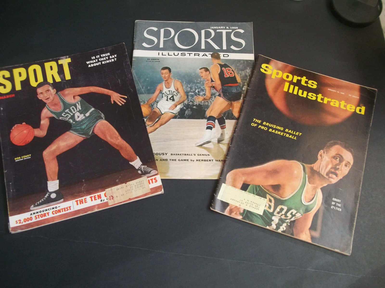 Bob Cousy Three Sports Magazines Wallpaper
